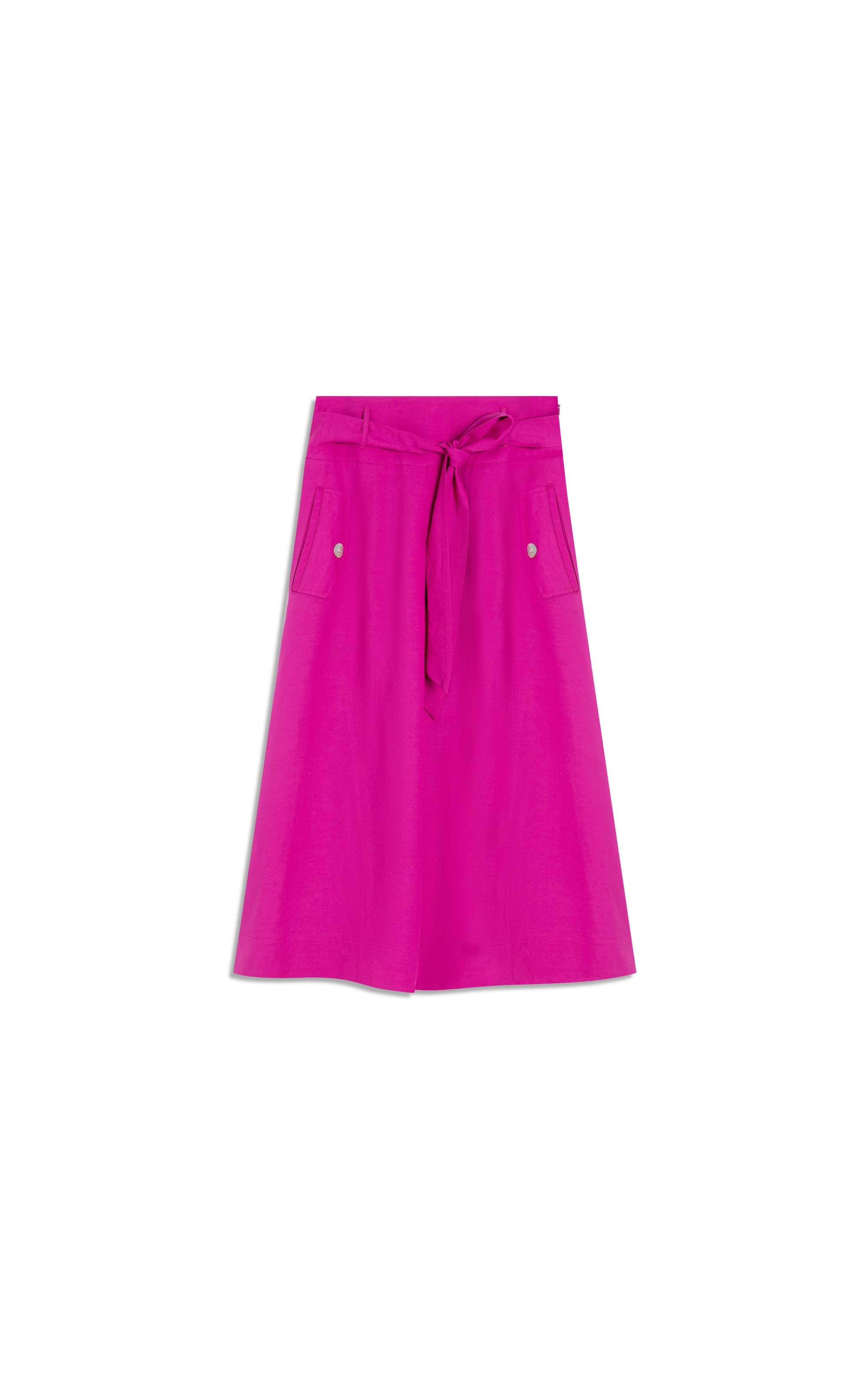 Saia Linho  Ester  Liso Fucsia