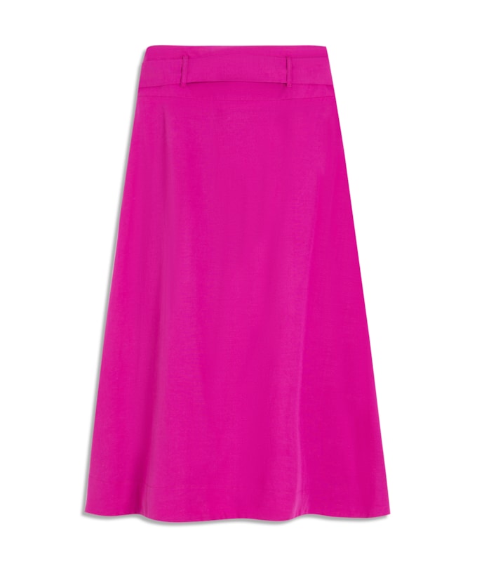 Saia Linho  Ester  Liso Fucsia