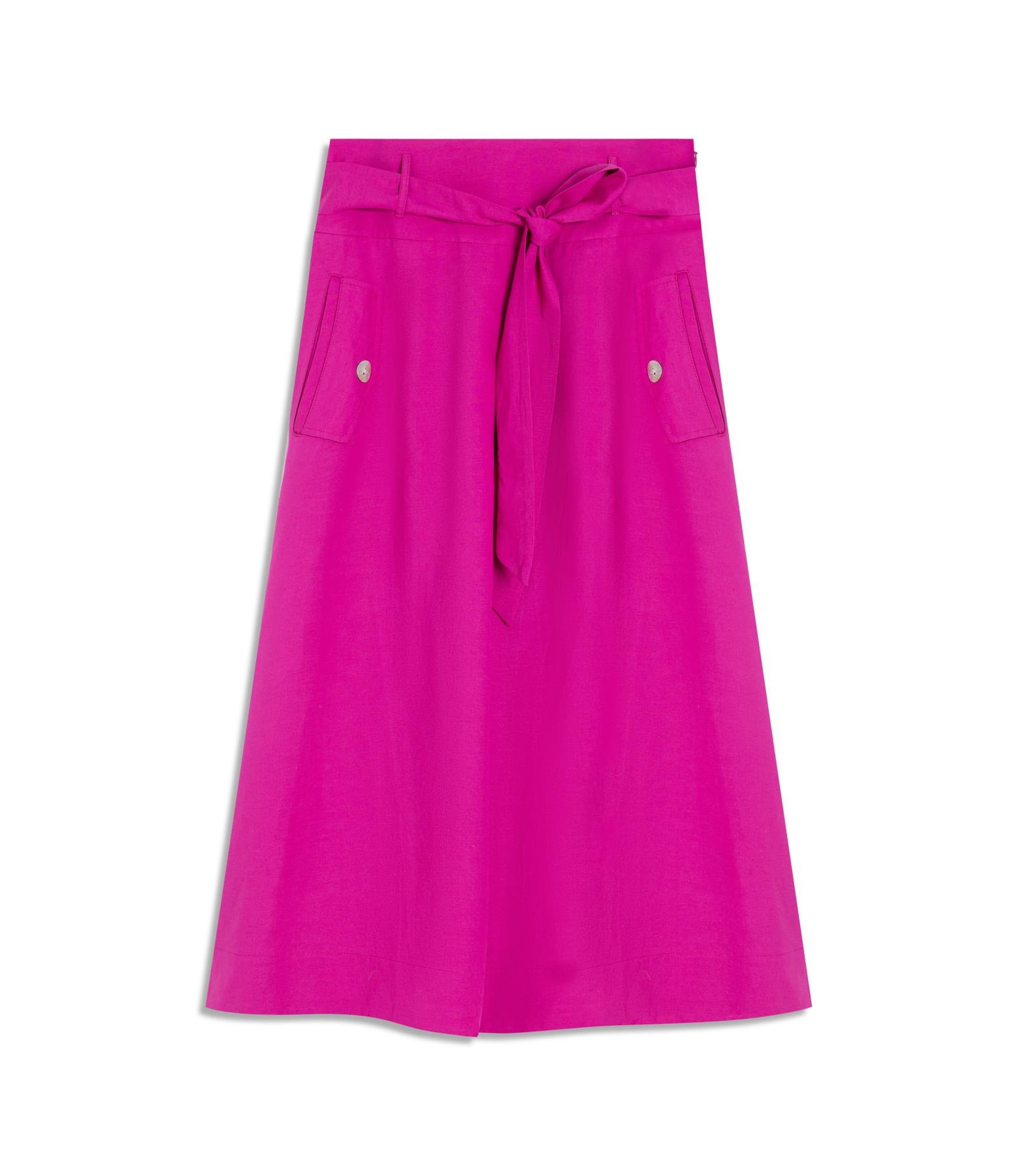 Saia Linho  Ester  Liso Fucsia