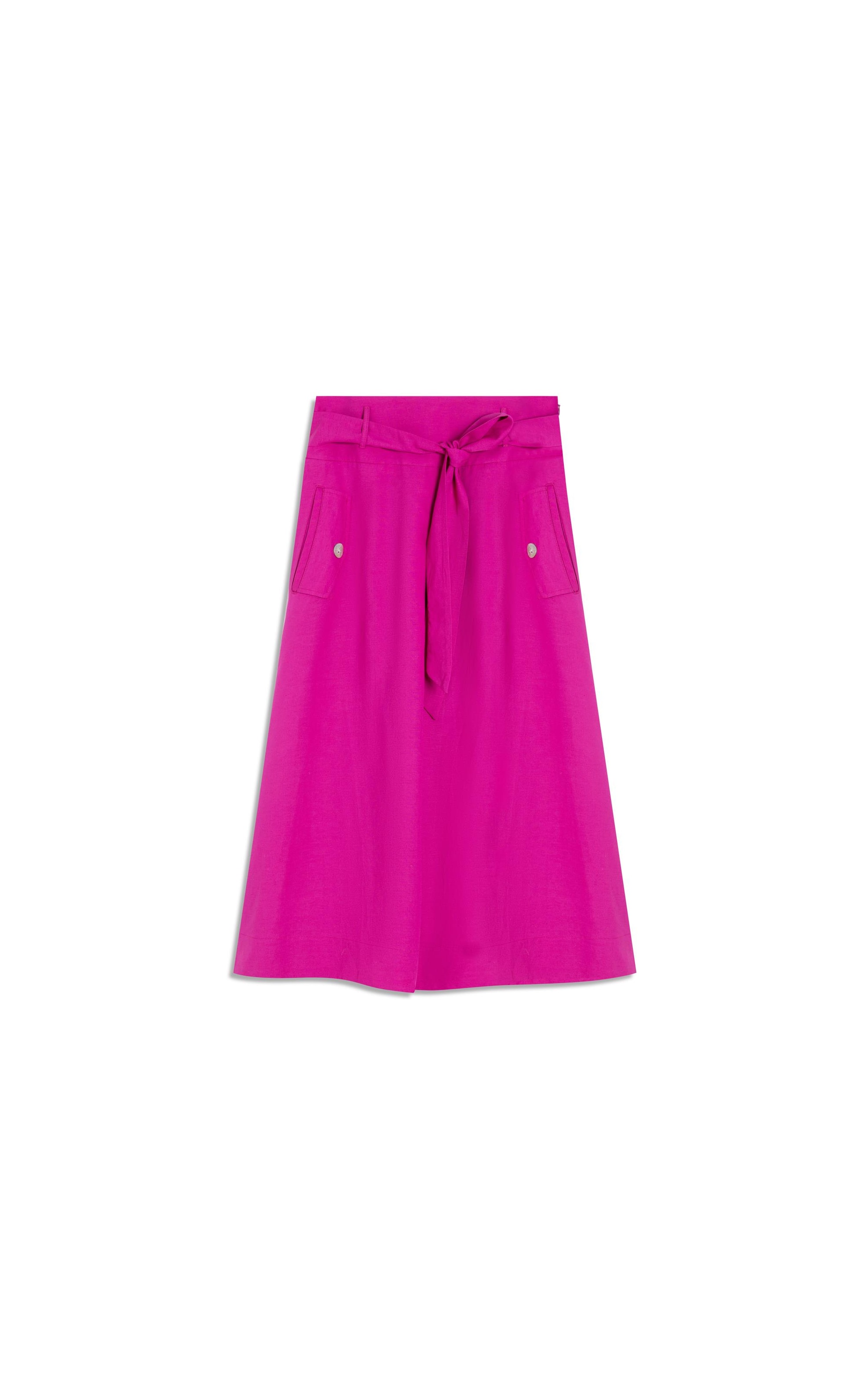 Saia Linho  Ester  Liso Fucsia