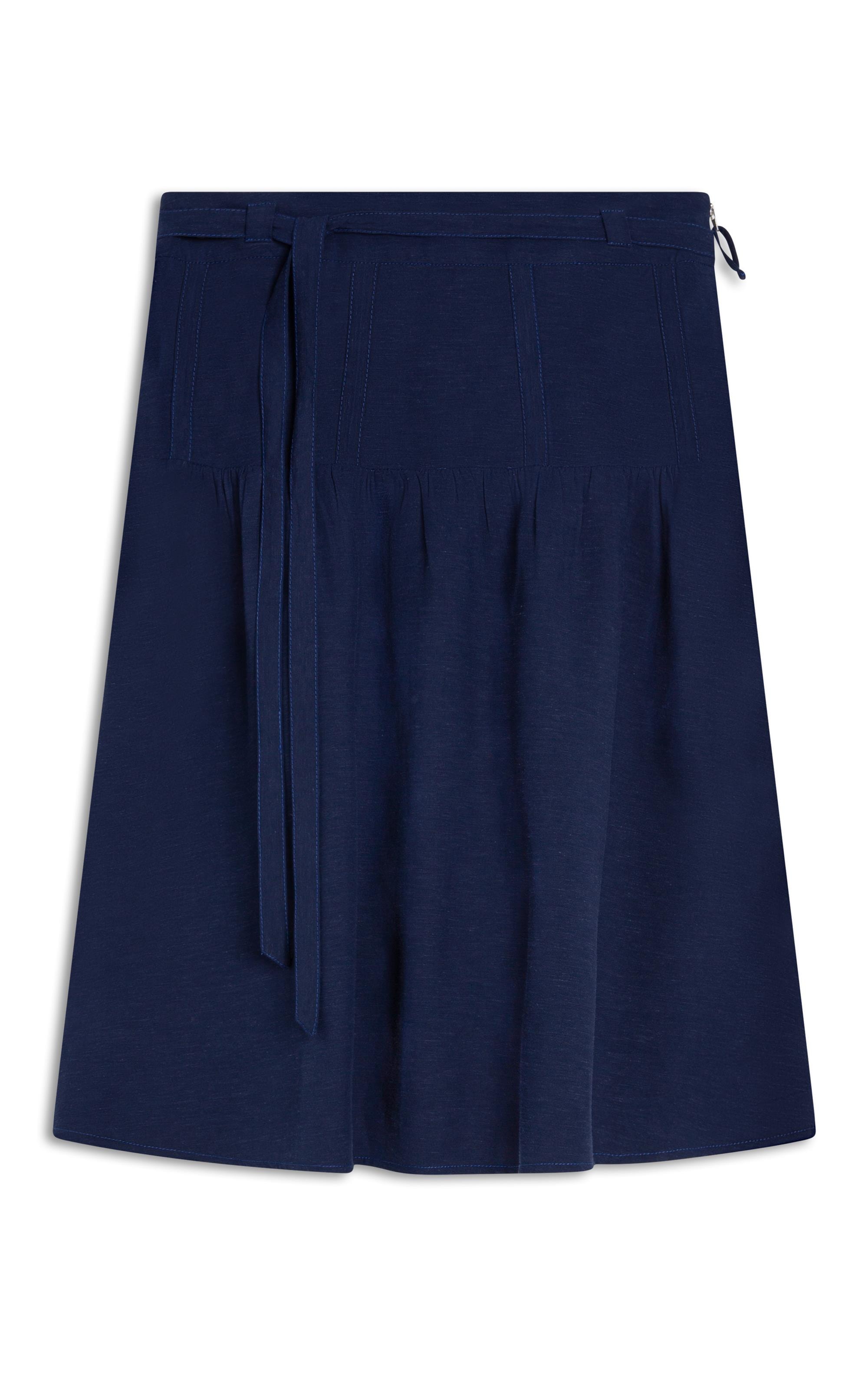 Saia Linho  Juma  Liso Dark Navy