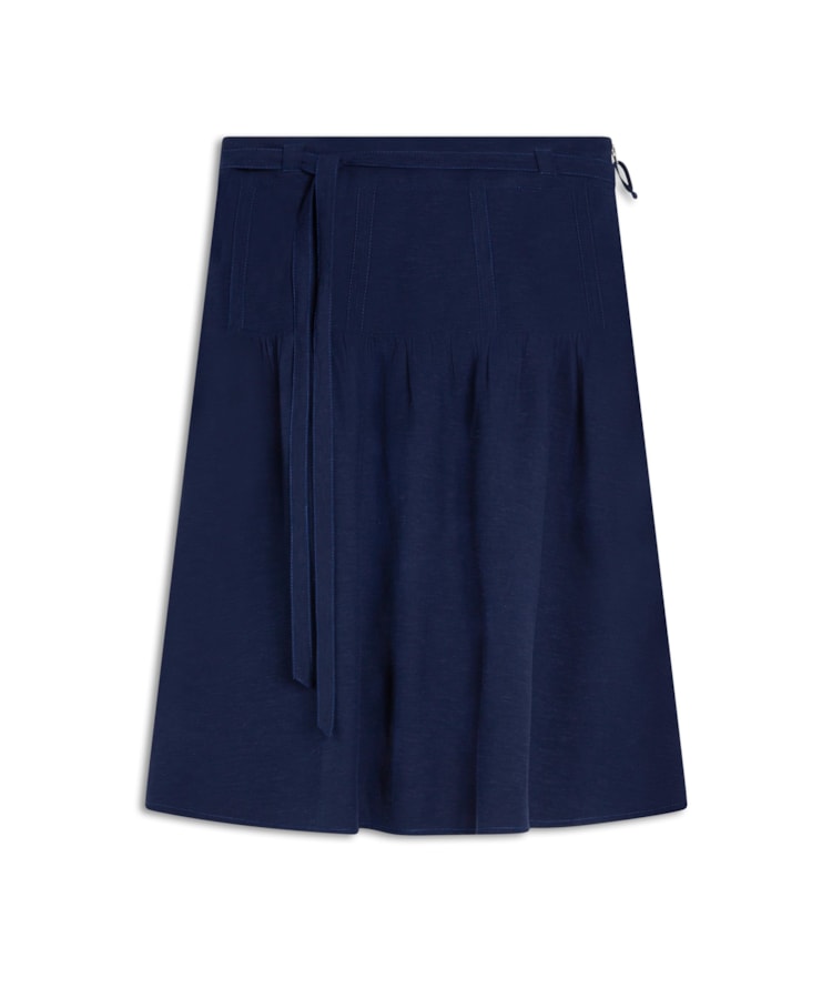 Saia Linho  Juma  Liso Dark Navy