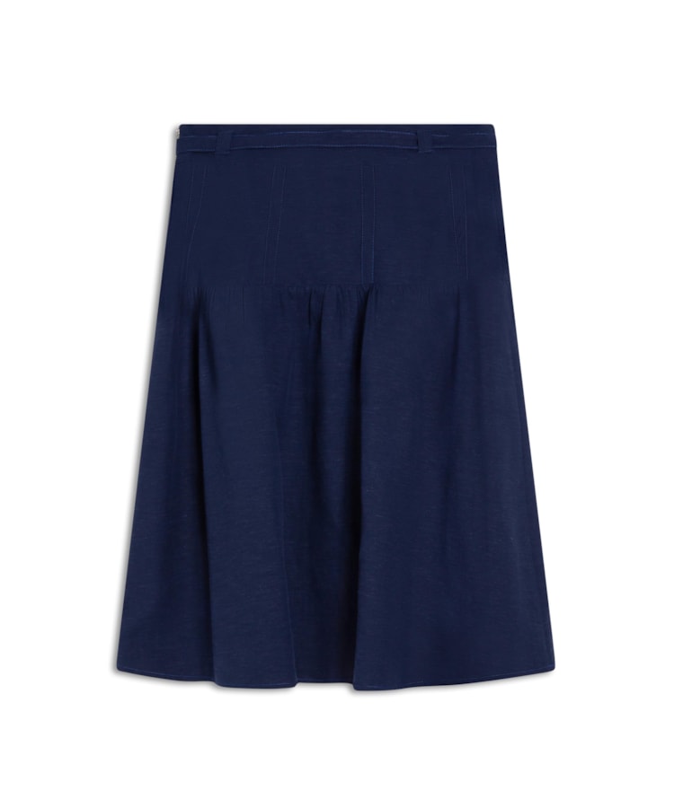 Saia Linho  Juma  Liso Dark Navy