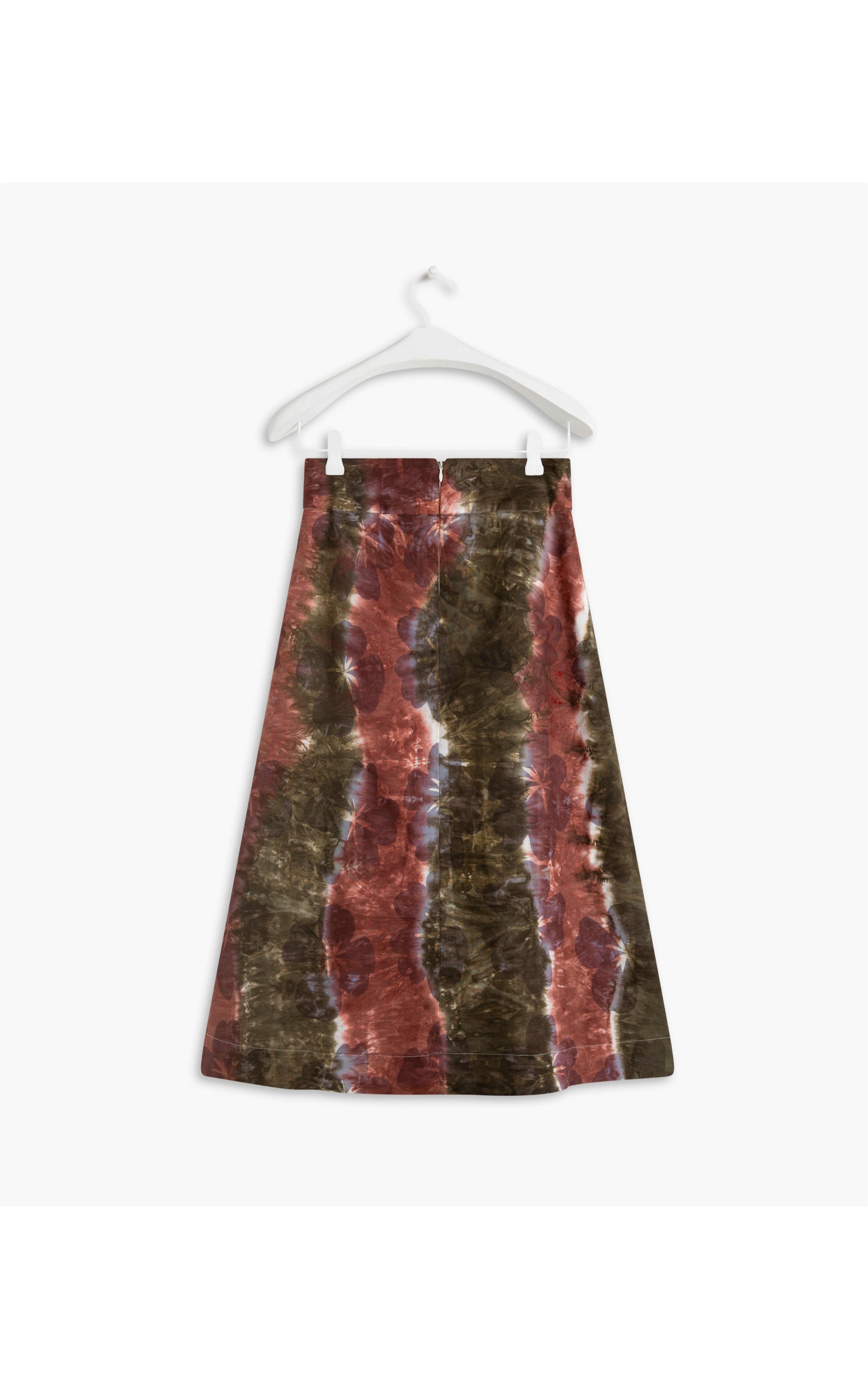 Saia Linho  Maresia Tie Dye Flower Verde Militar