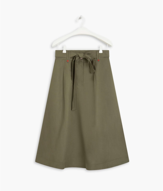 Saia Linho  Marian  Liso Verde Militar