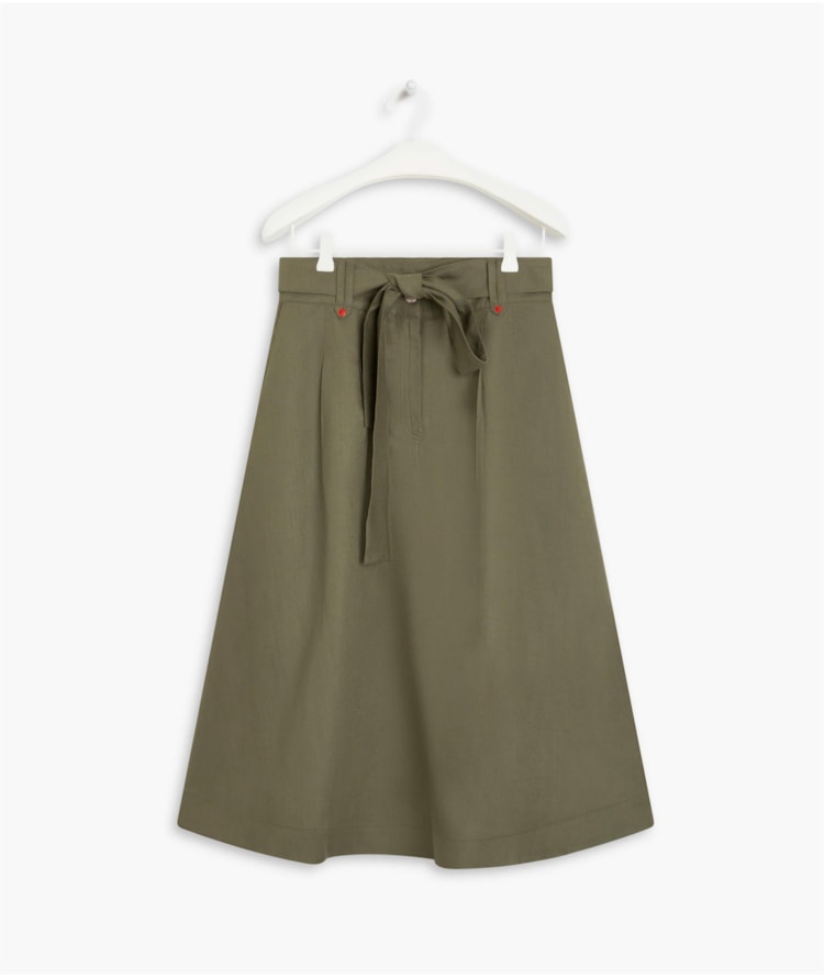 Saia Linho  Marian  Liso Verde Militar