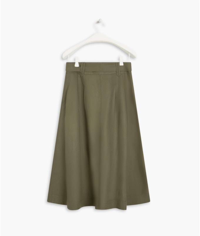 Saia Linho  Marian  Liso Verde Militar