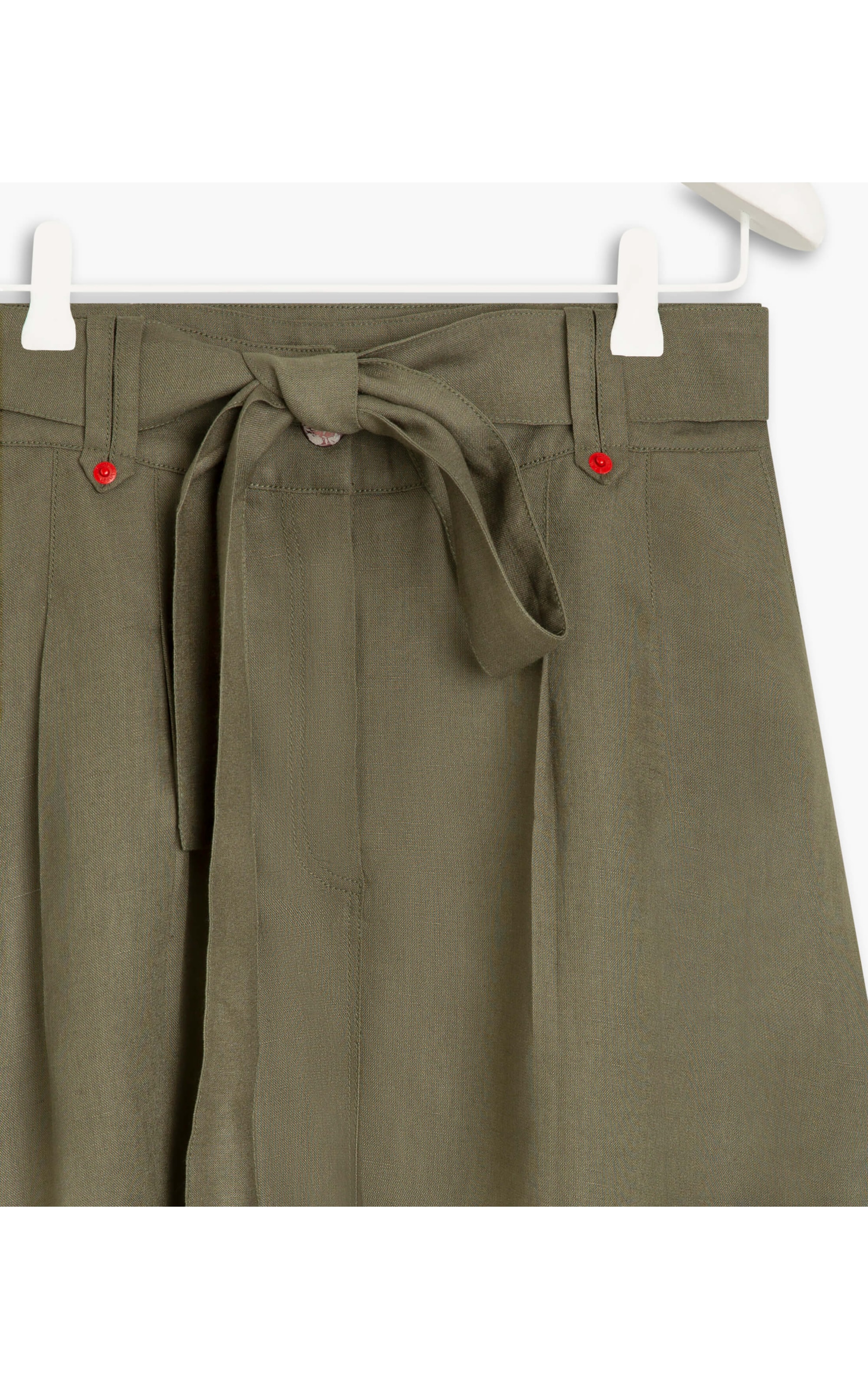 Saia Linho  Marian  Liso Verde Militar