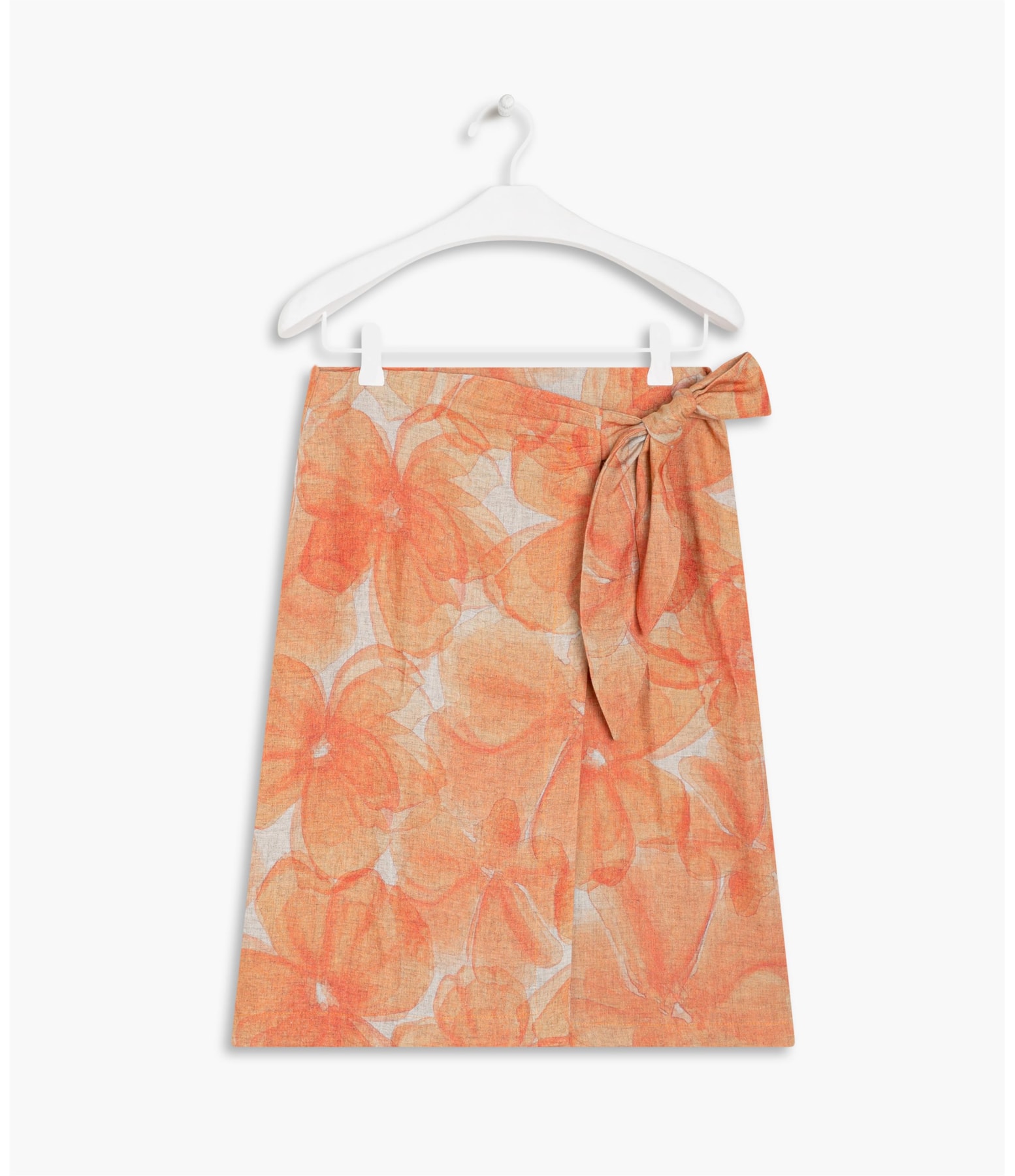 Saia Linho  Marta  Est Canvas Flower Laranja