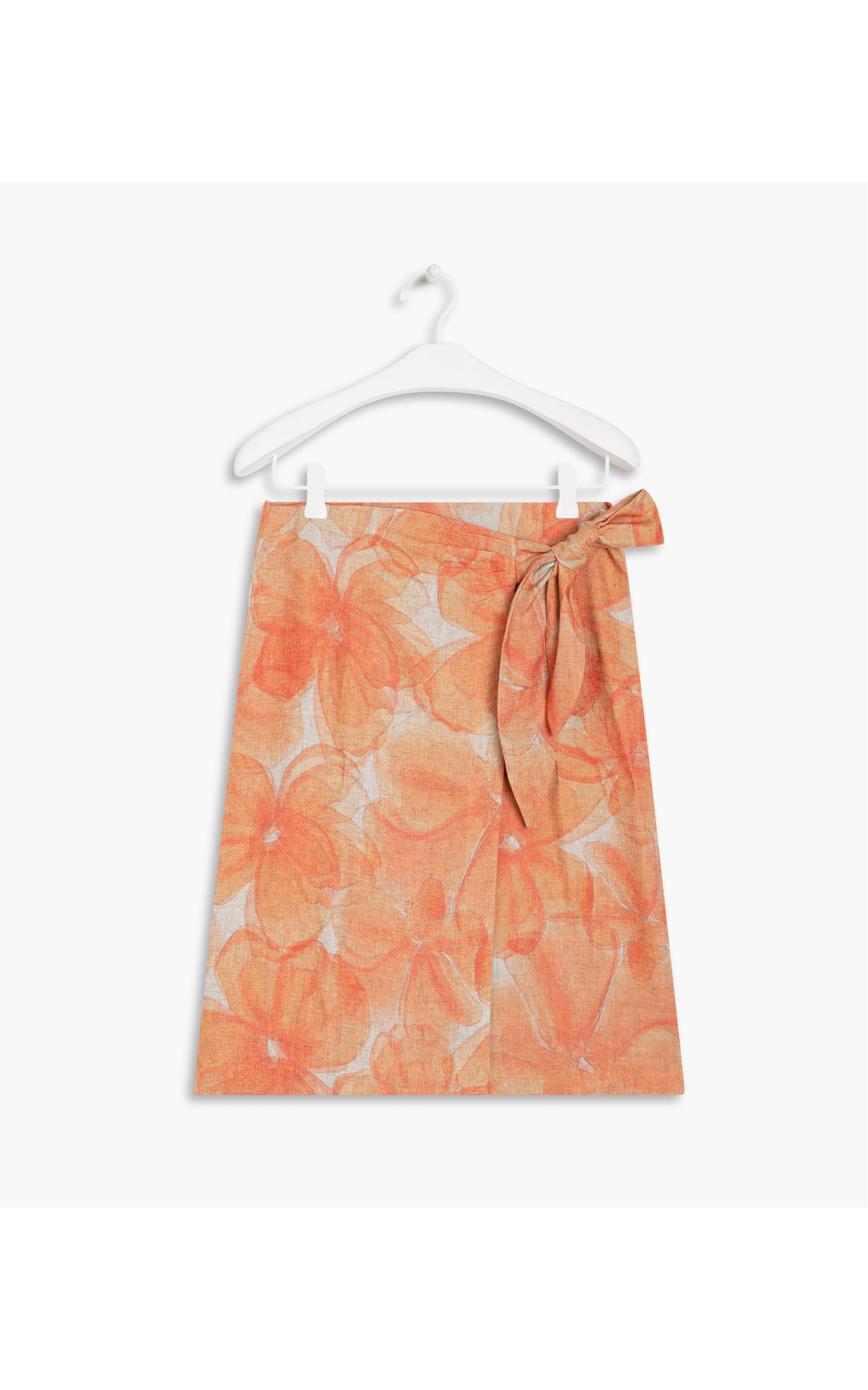 Saia Linho  Marta  Est Canvas Flower Laranja
