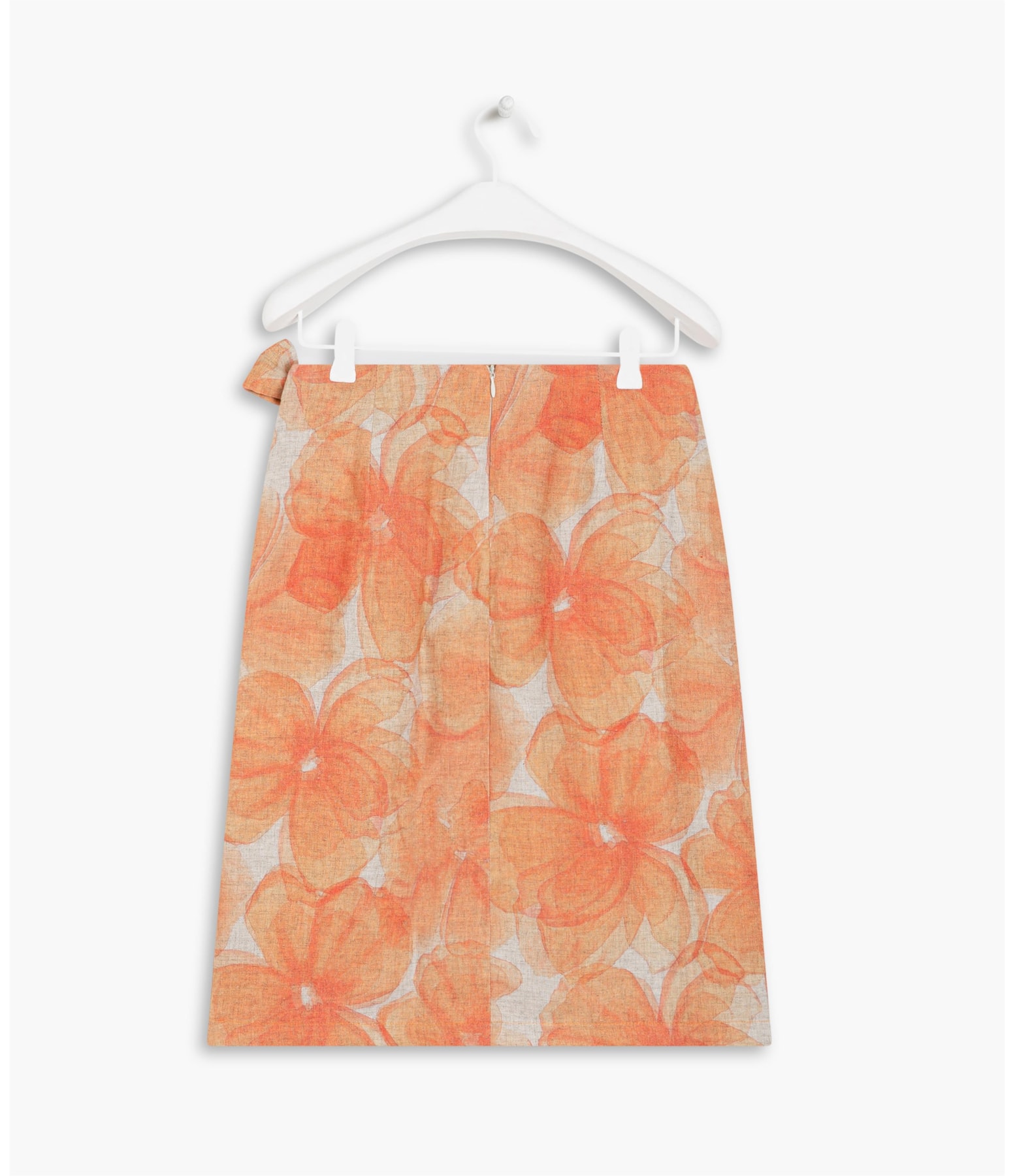 Saia Linho  Marta  Est Canvas Flower Laranja