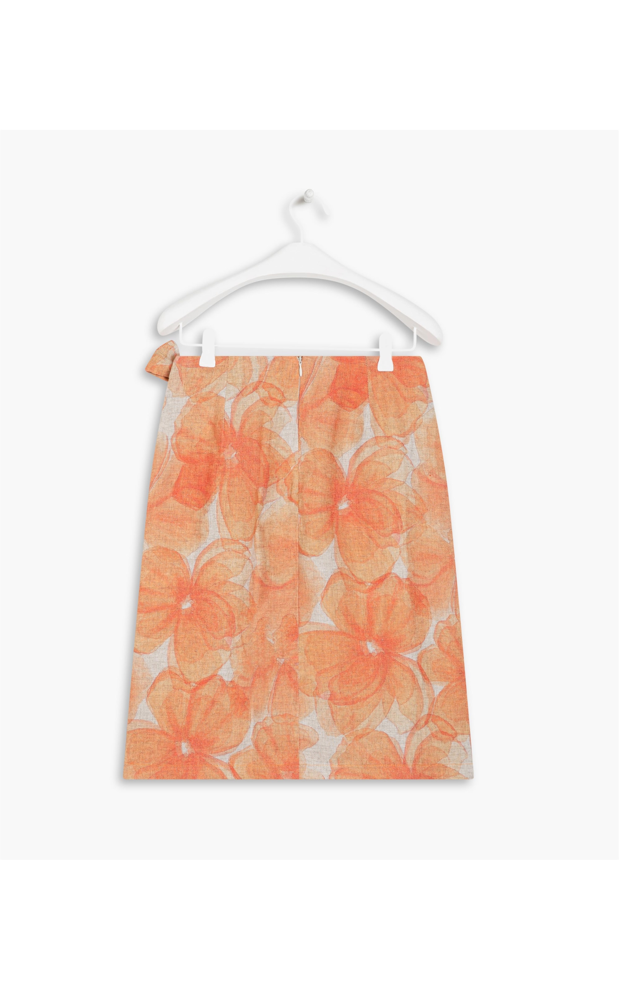 Saia Linho  Marta  Est Canvas Flower Laranja