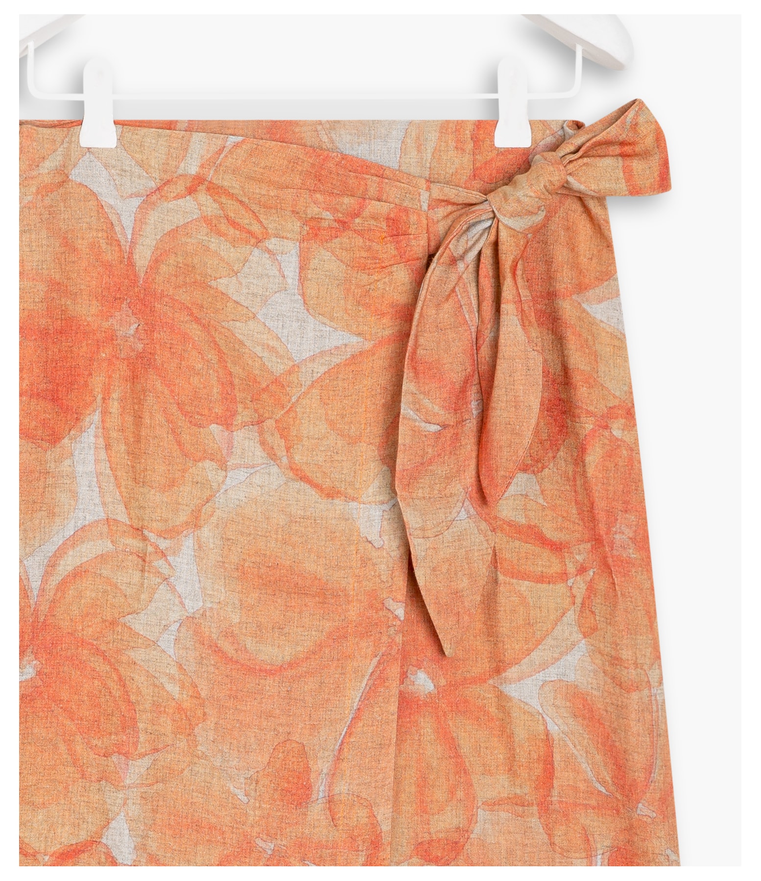 Saia Linho  Marta  Est Canvas Flower Laranja