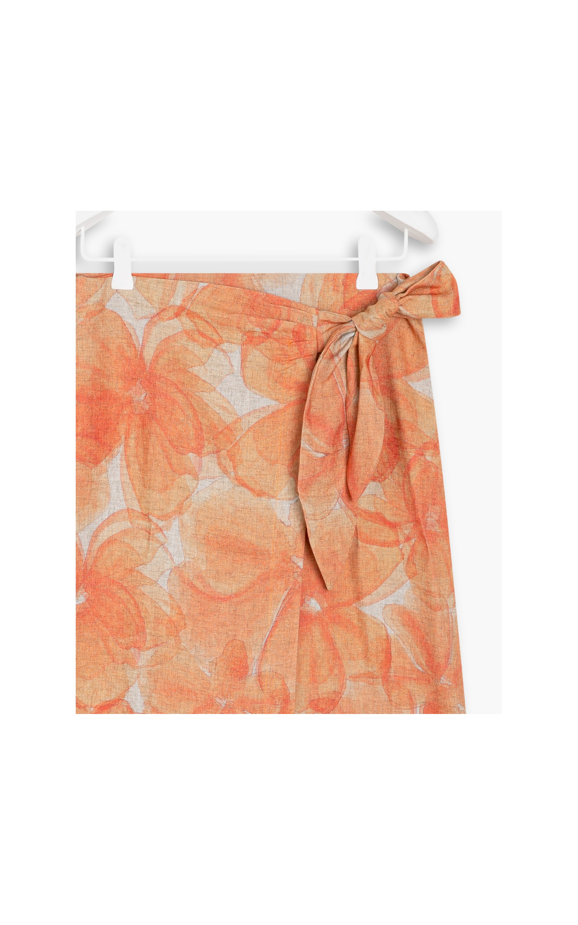 Saia Linho  Marta  Est Canvas Flower Laranja
