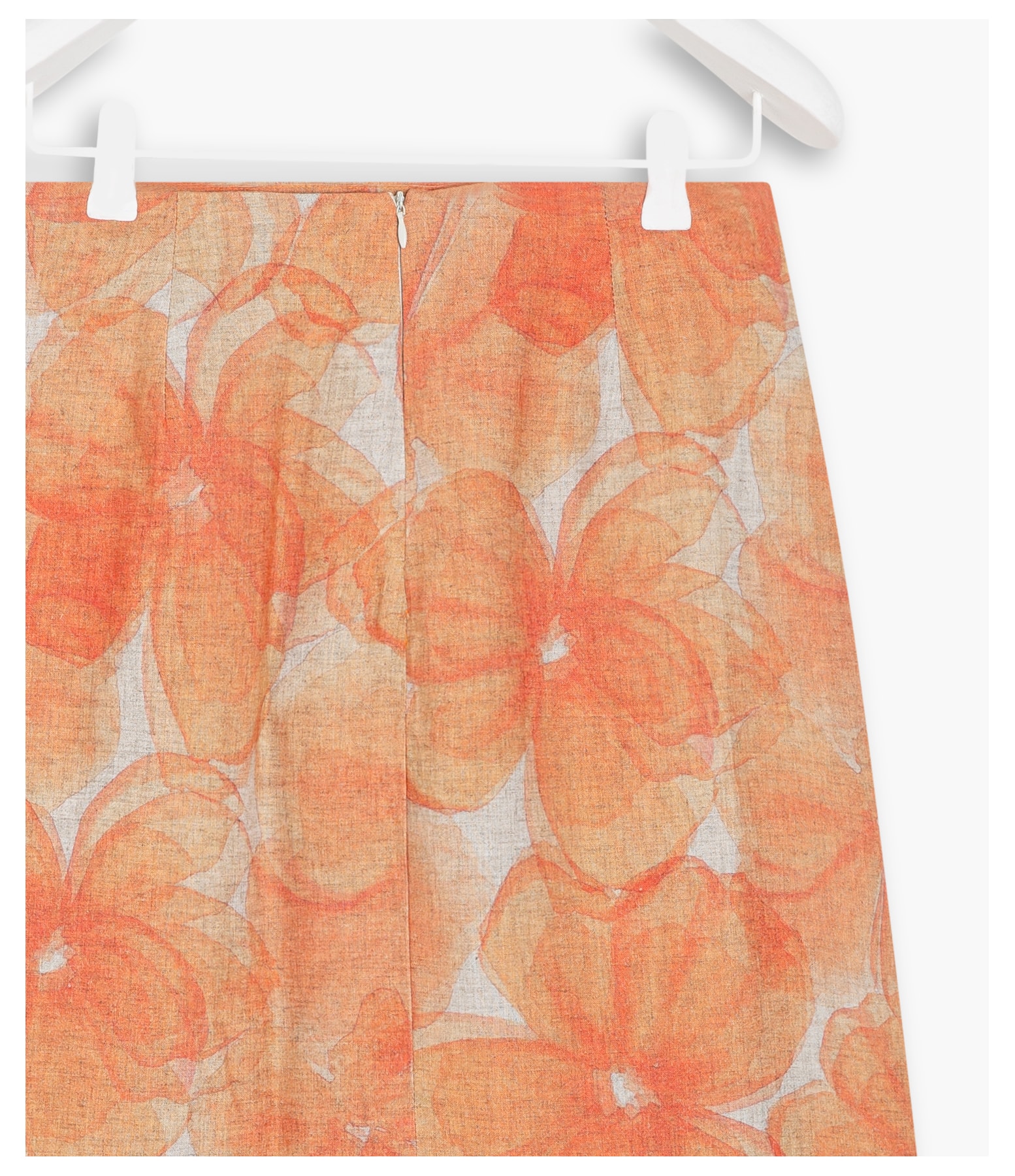 Saia Linho  Marta  Est Canvas Flower Laranja