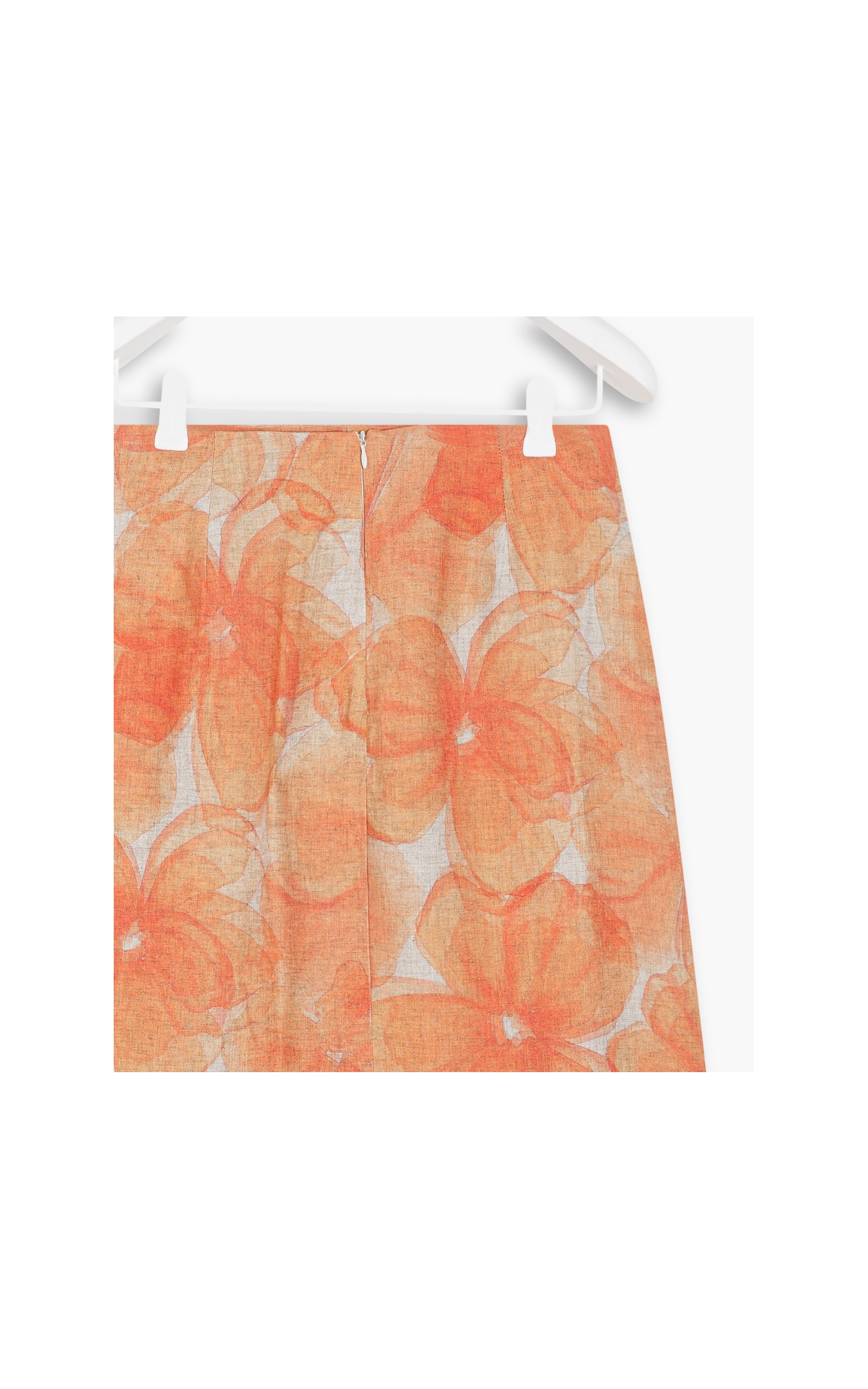 Saia Linho  Marta  Est Canvas Flower Laranja