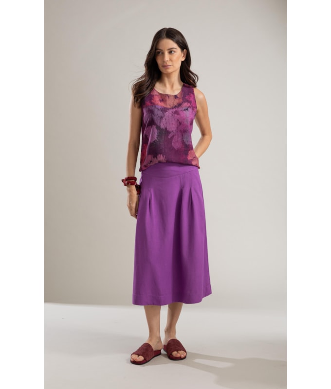Saia Linho  Micaela  Liso  Lilas