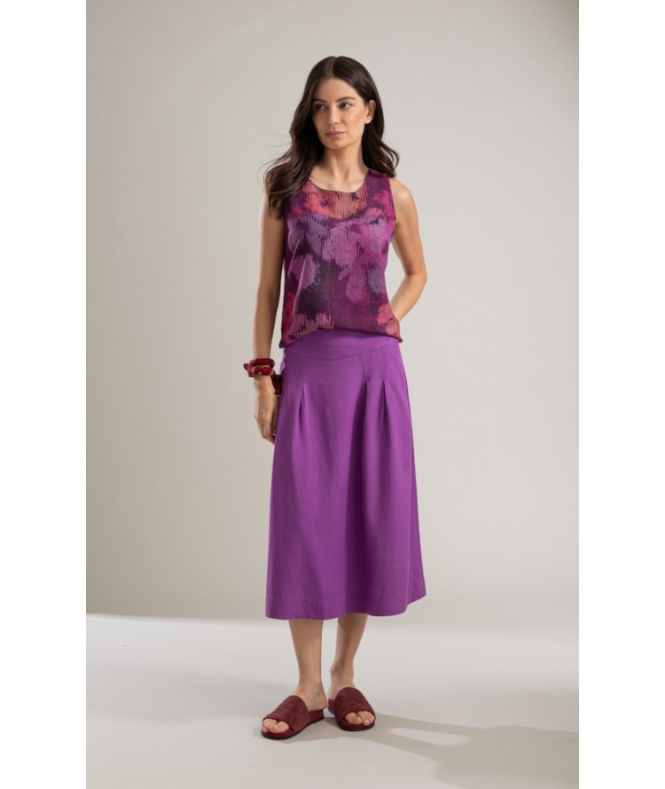 Saia Linho  Micaela  Liso  Lilas