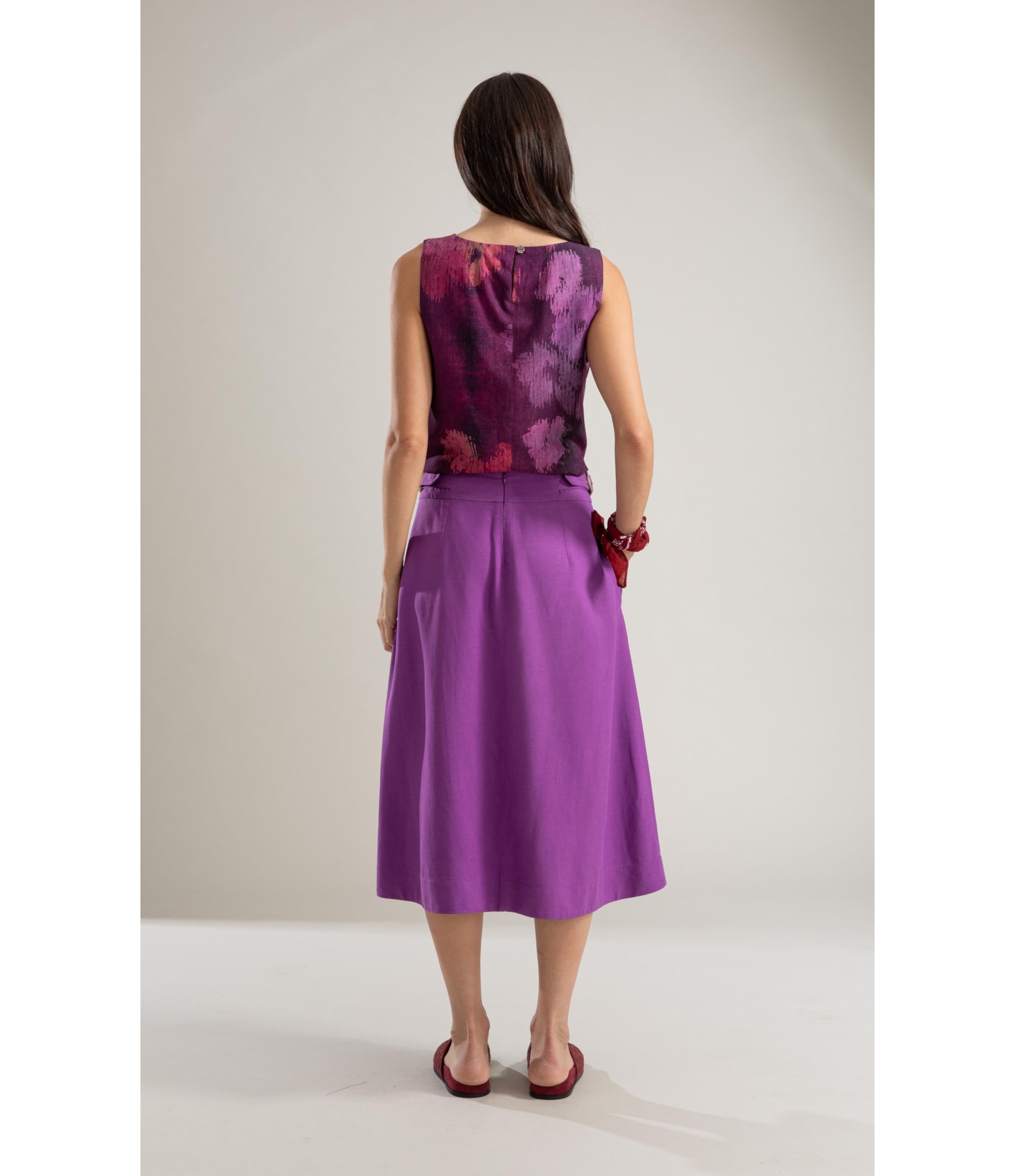 Saia Linho  Micaela  Liso  Lilas