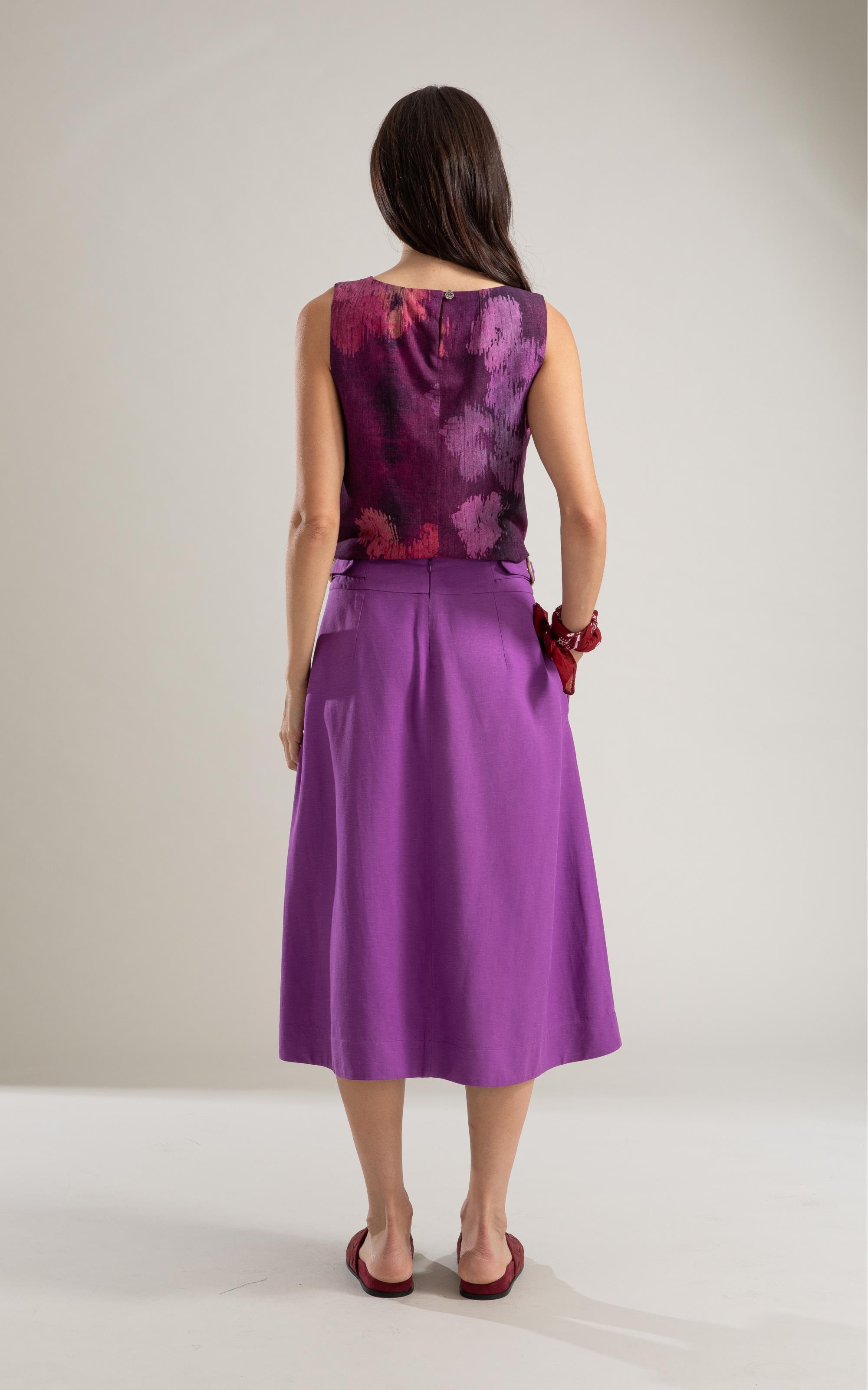 Saia Linho  Micaela  Liso  Lilas