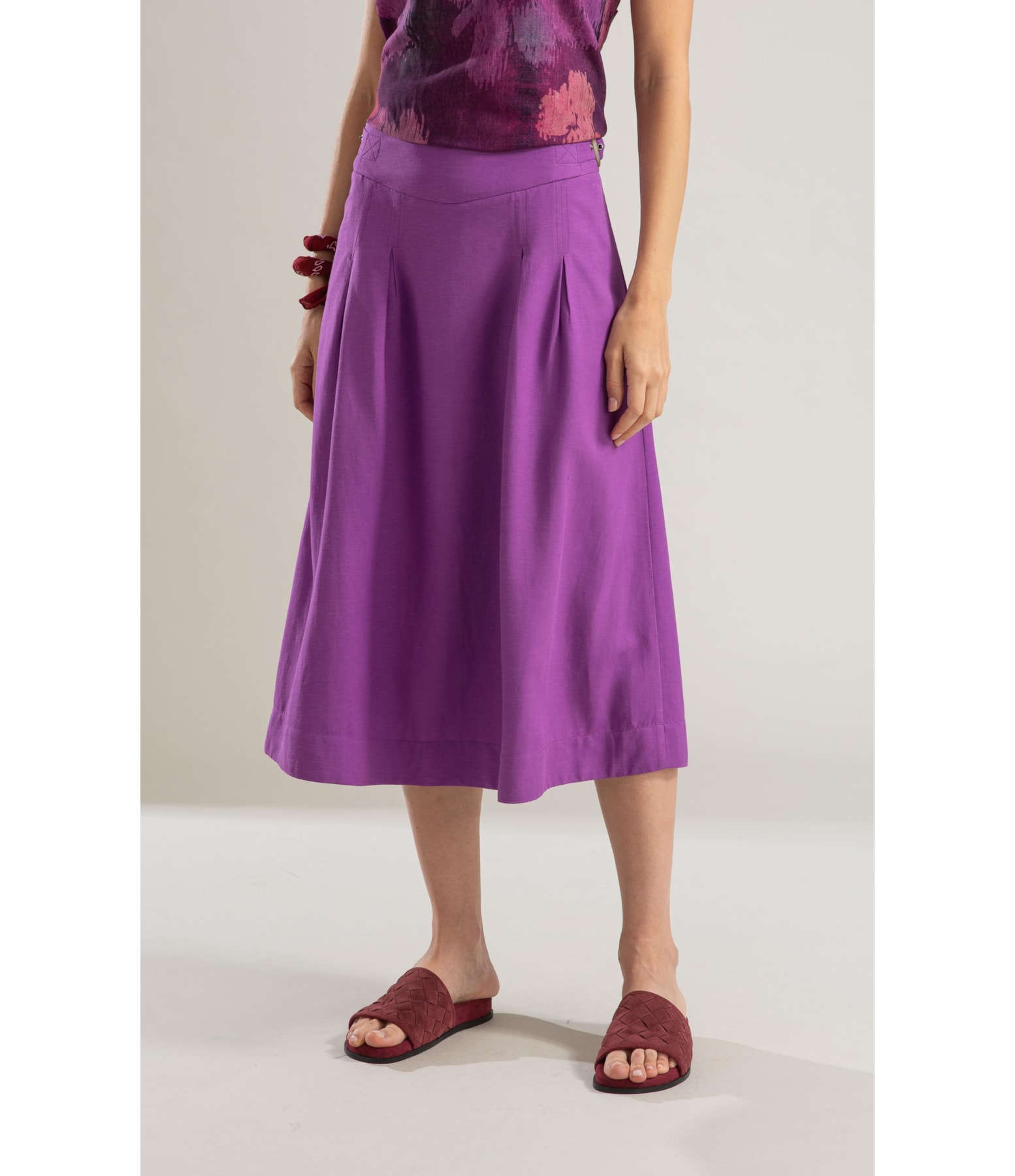 Saia Linho  Micaela  Liso  Lilas