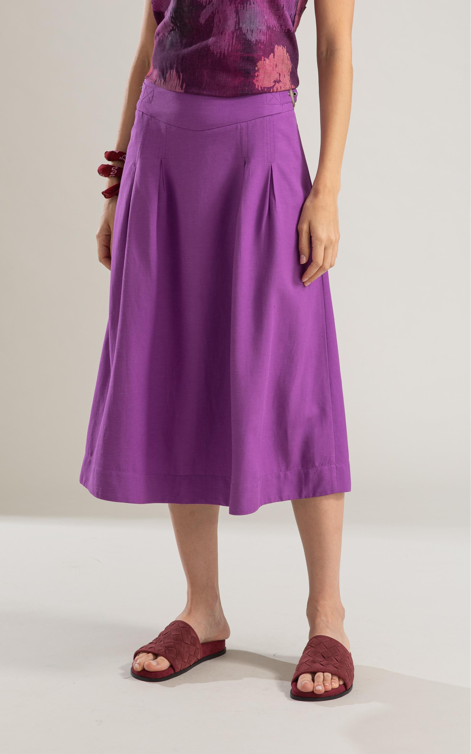 Saia Linho  Micaela  Liso  Lilas