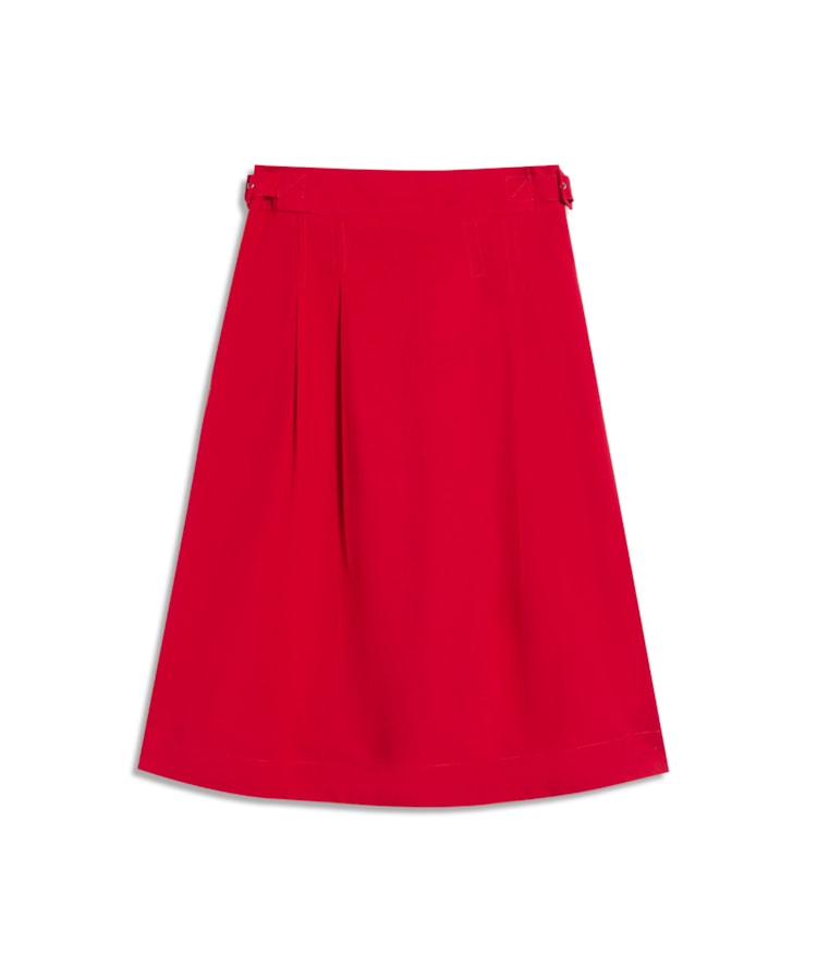 Saia Linho  Micaela  Liso Vermelho Vivo
