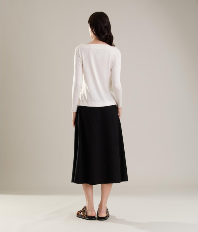 Saia Linho  Nice  Liso Preto