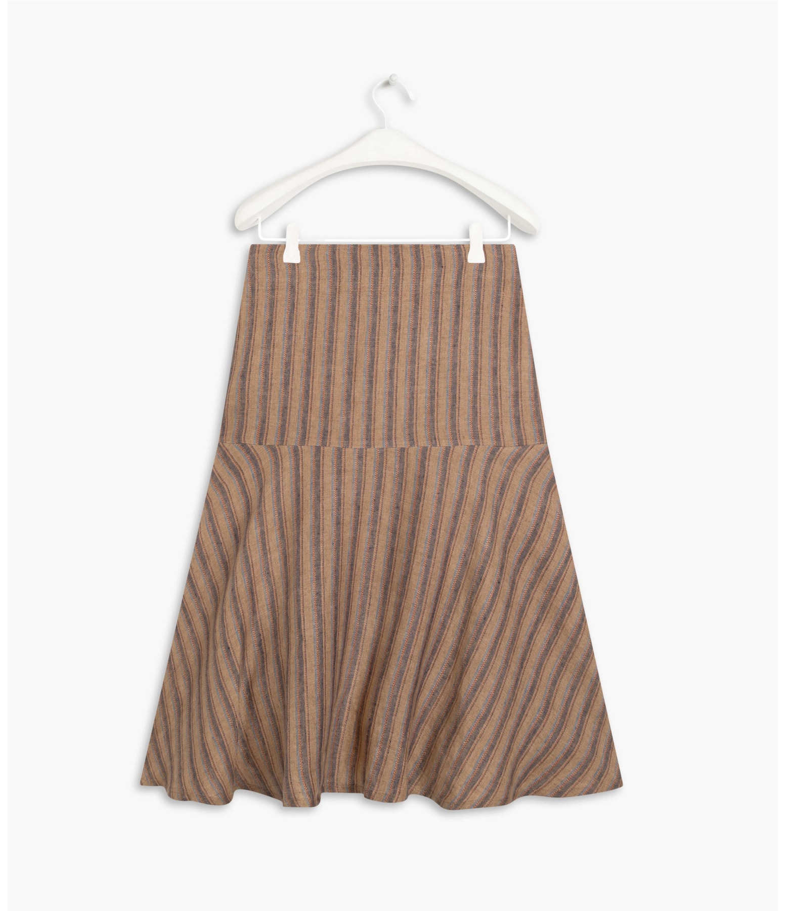 Saia Linho  Olivia Raw Stripe  Ft Musgo