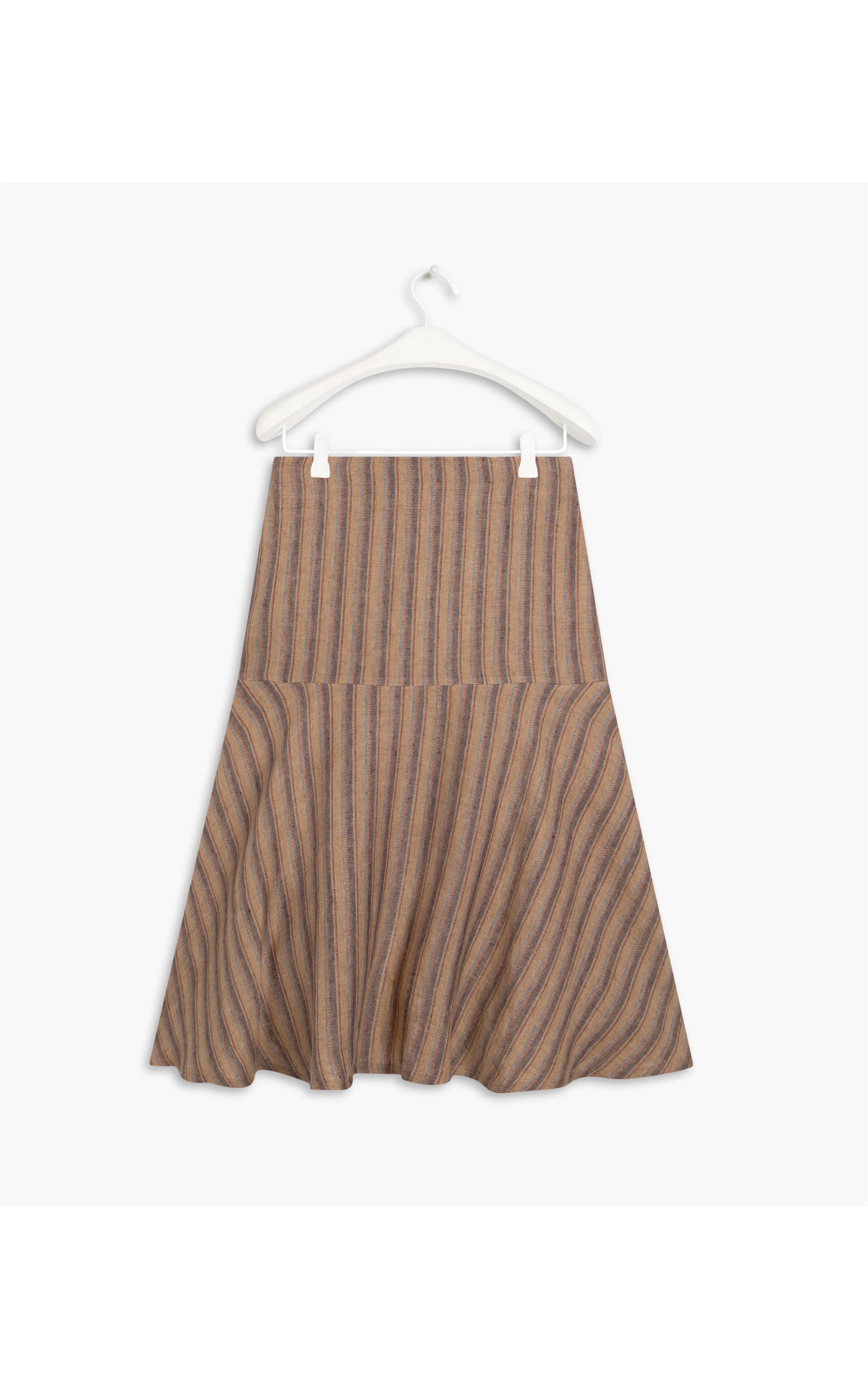 Saia Linho  Olivia Raw Stripe  Ft Musgo