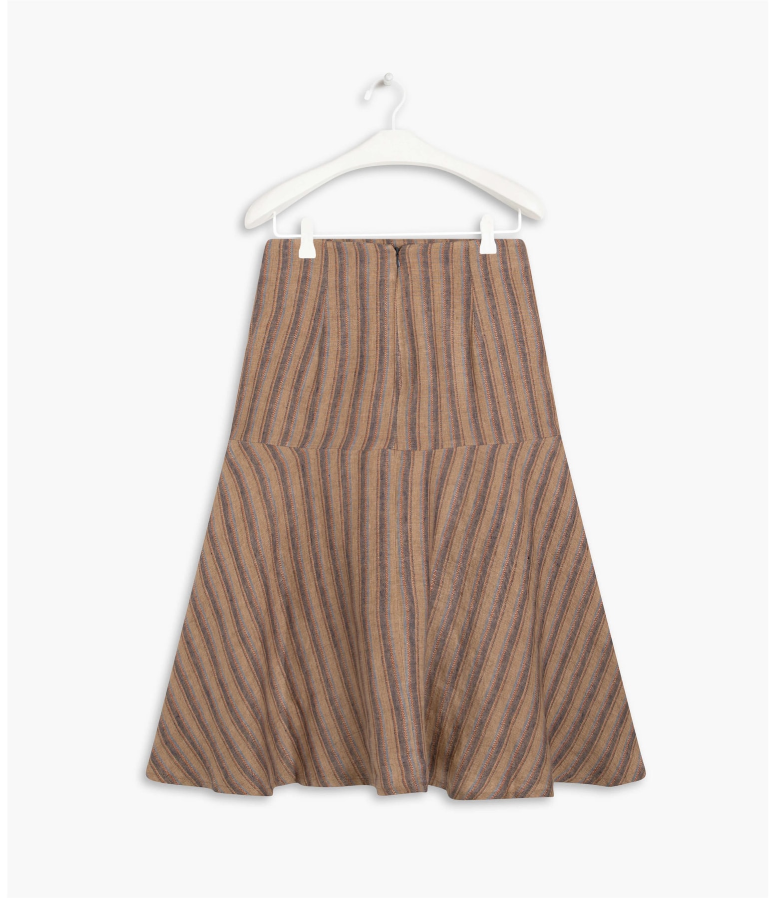 Saia Linho  Olivia Raw Stripe  Ft Musgo