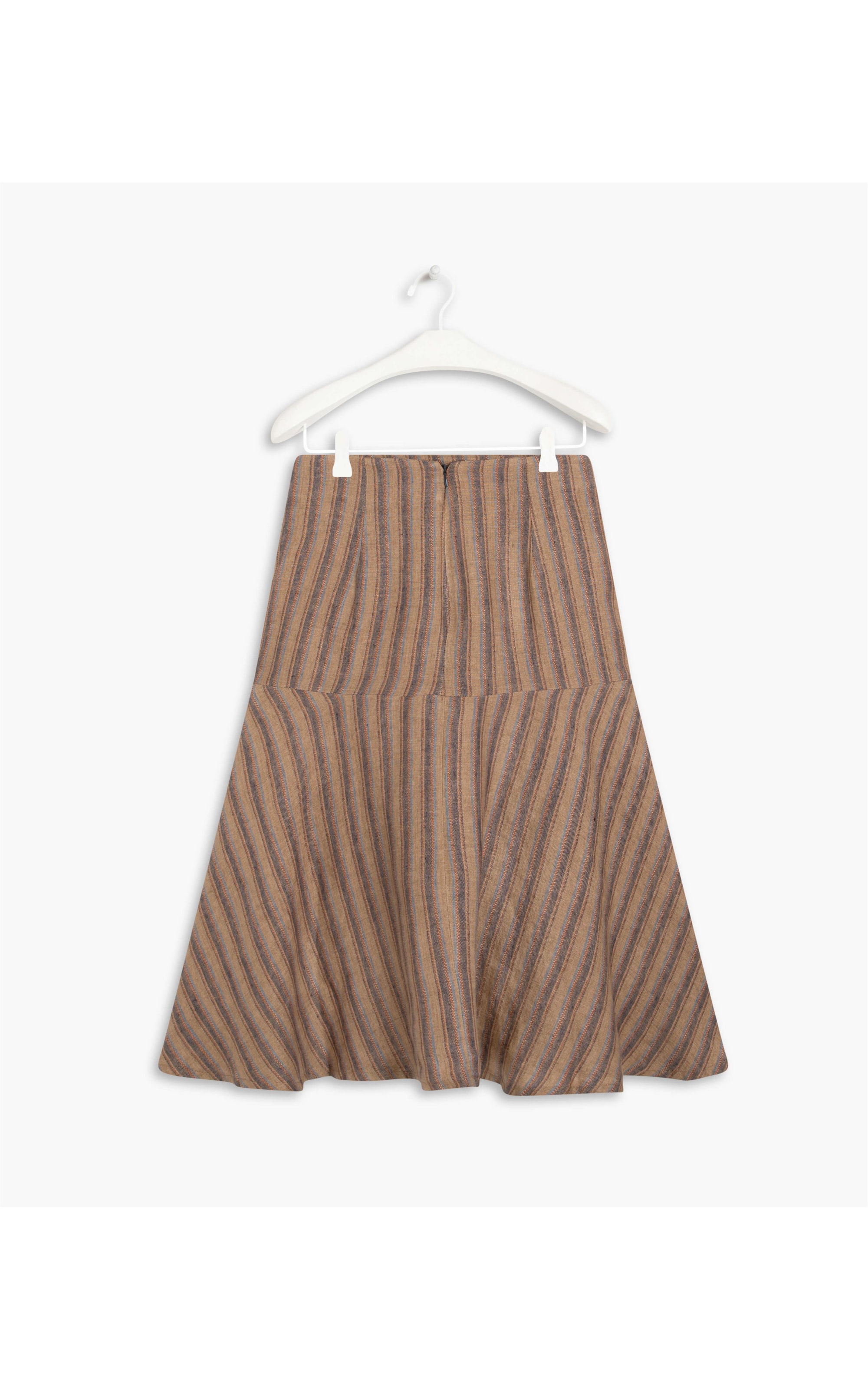 Saia Linho  Olivia Raw Stripe  Ft Musgo
