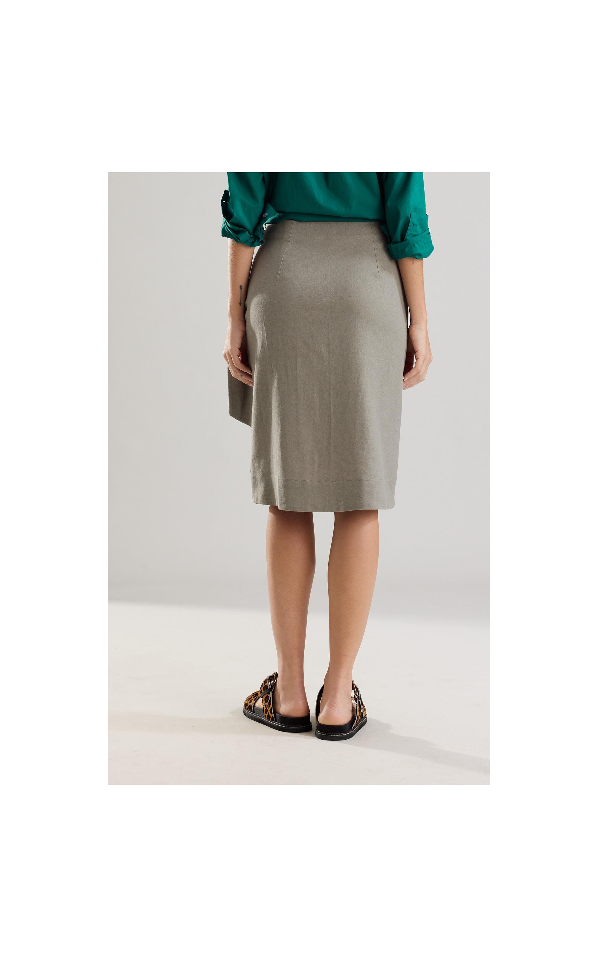 Saia Linho  Paris  Liso Caqui