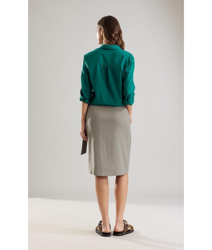 Saia Linho  Paris  Liso Caqui