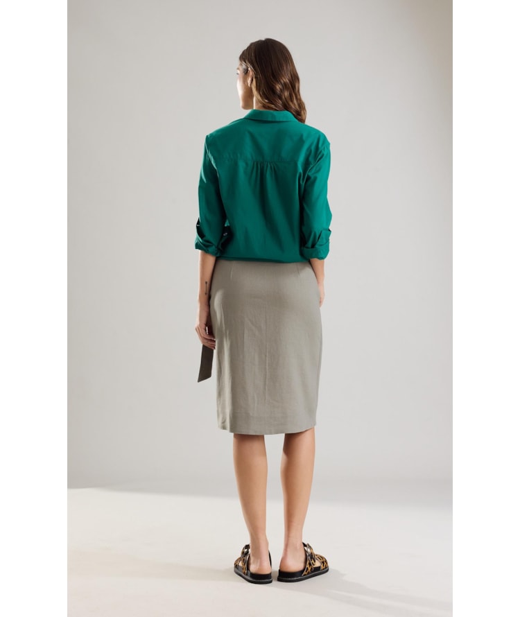 Saia Linho  Paris  Liso Caqui