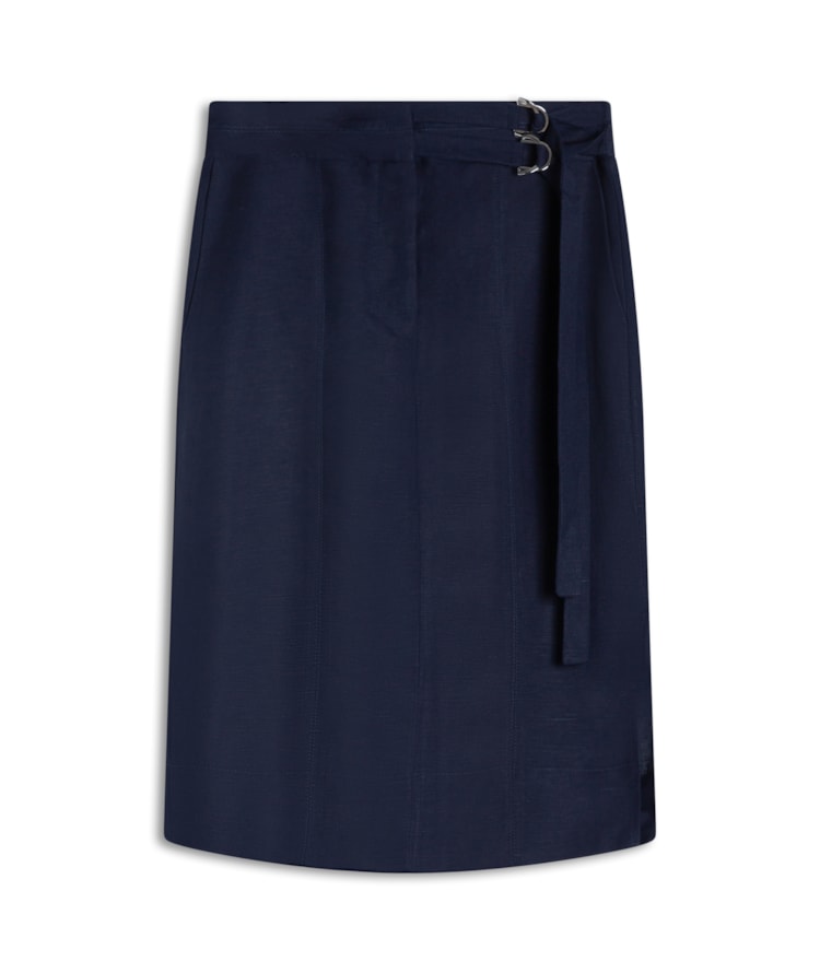 Saia Linho  Peahi  Liso Dark Navy
