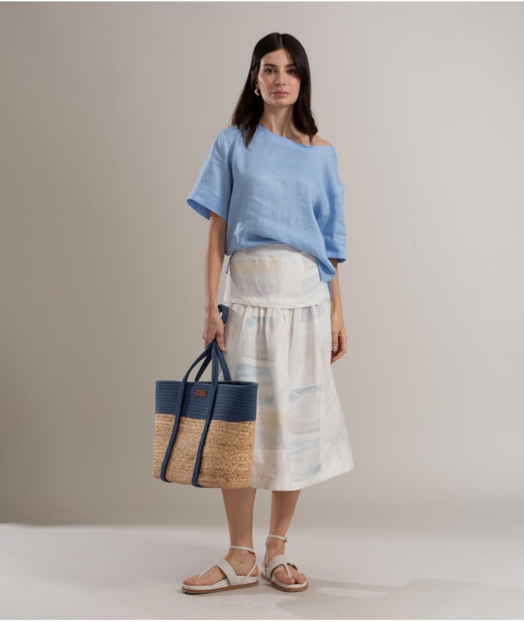 Saia Linho  Petala  Est Palmeira Acqua  Branco