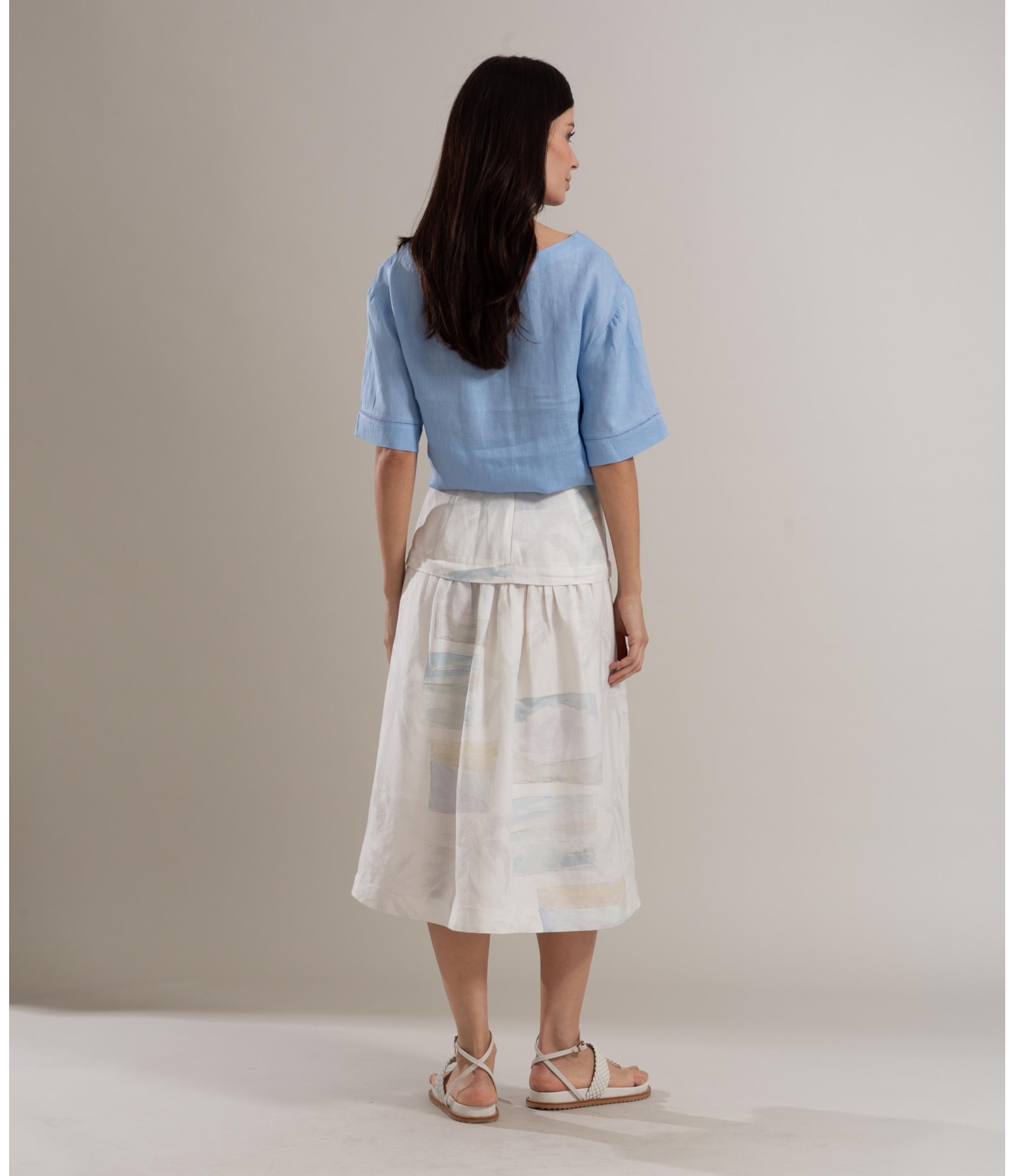 Saia Linho  Petala  Est Palmeira Acqua  Branco