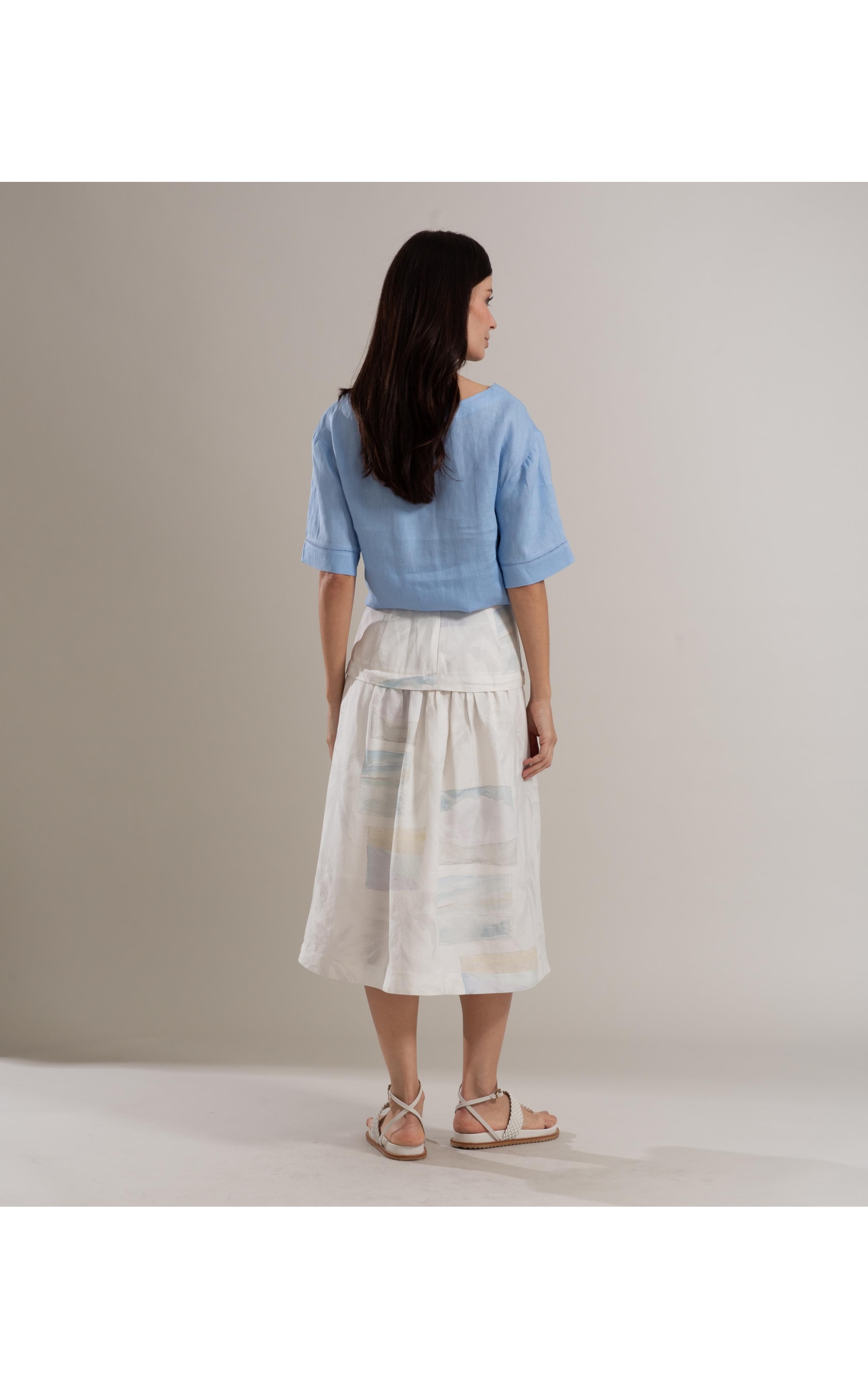 Saia Linho  Petala  Est Palmeira Acqua  Branco