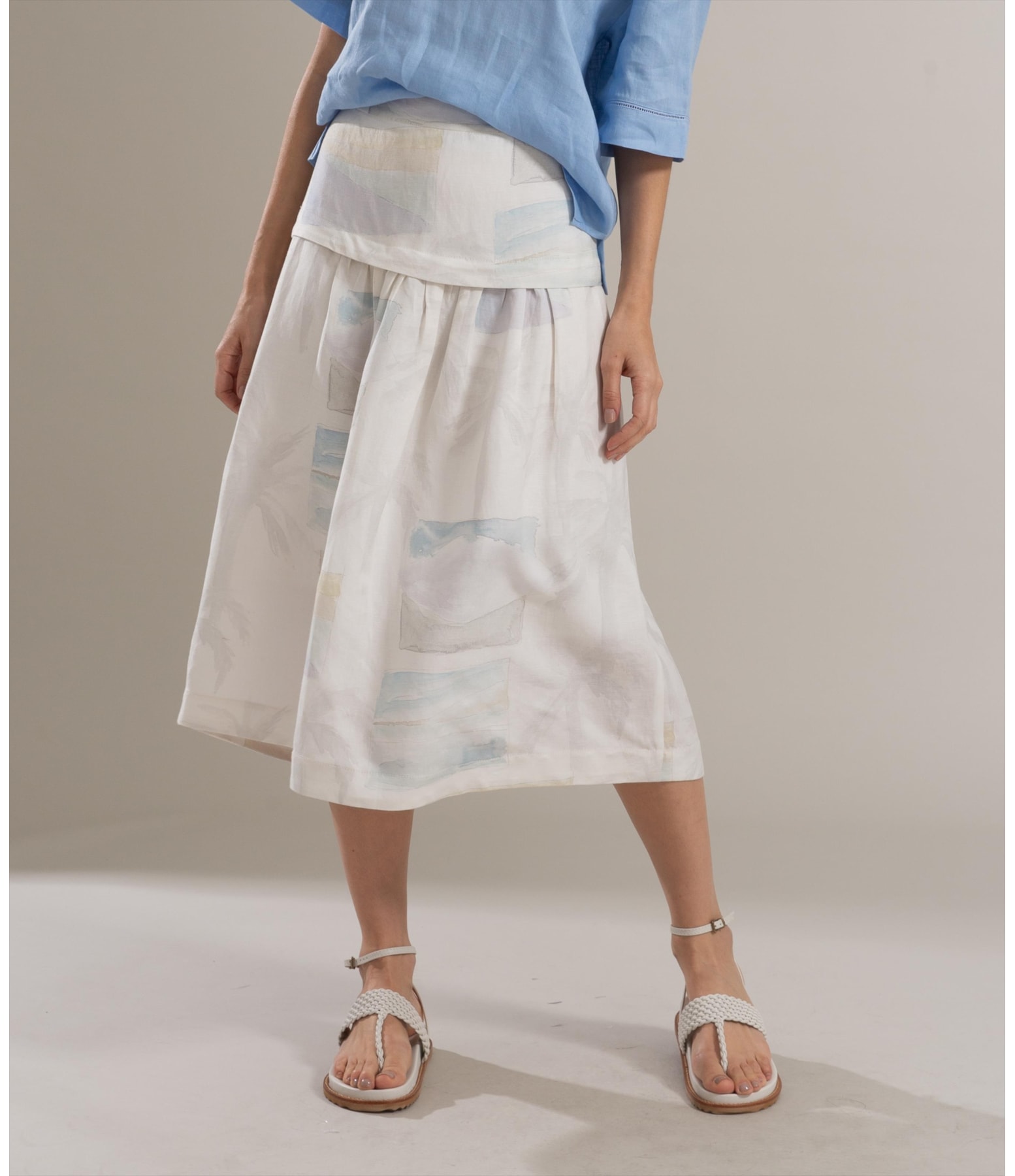 Saia Linho  Petala  Est Palmeira Acqua  Branco