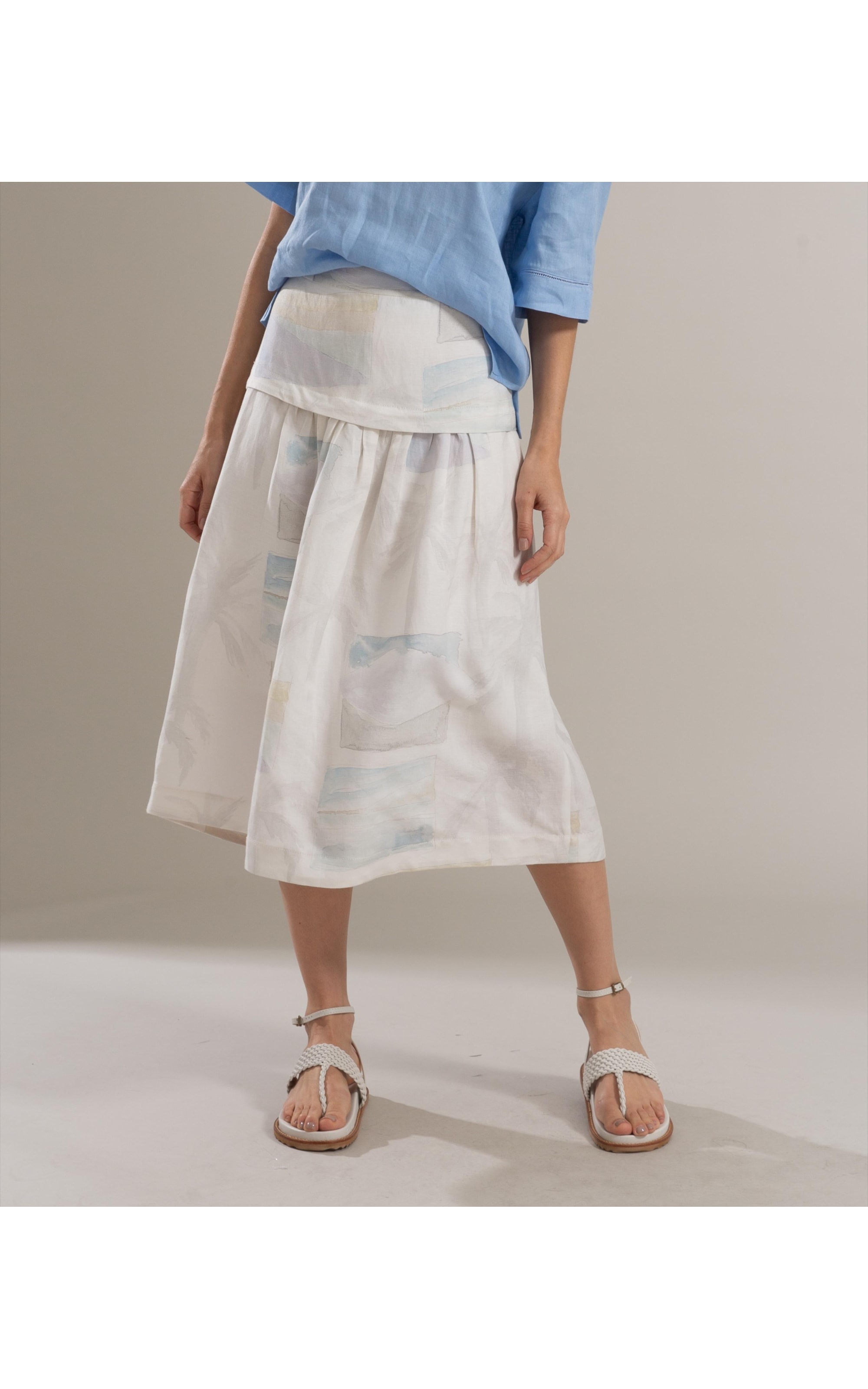 Saia Linho  Petala  Est Palmeira Acqua  Branco