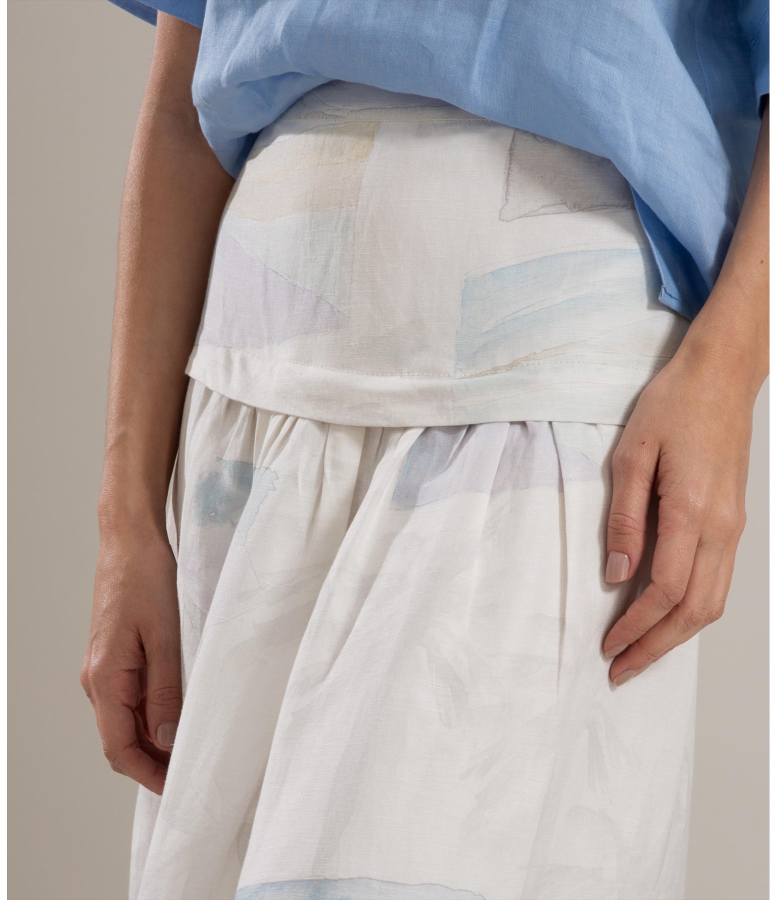 Saia Linho  Petala  Est Palmeira Acqua  Branco