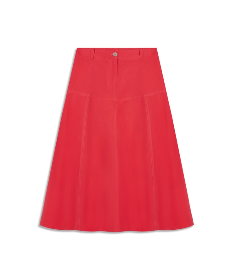 Saia Linho  Pilar  Liso Coral