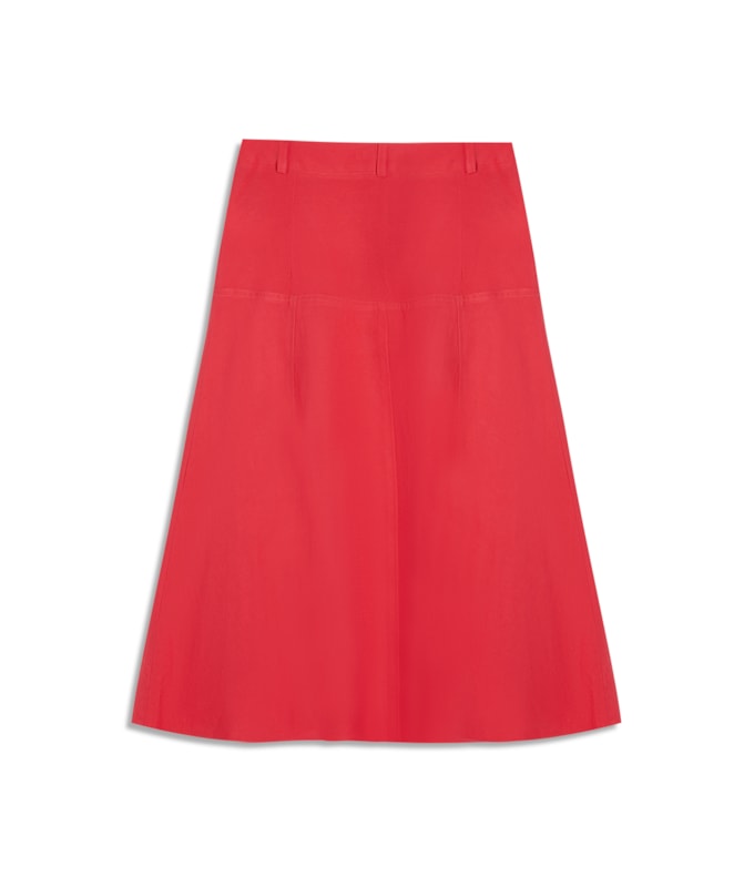 Saia Linho  Pilar  Liso Coral