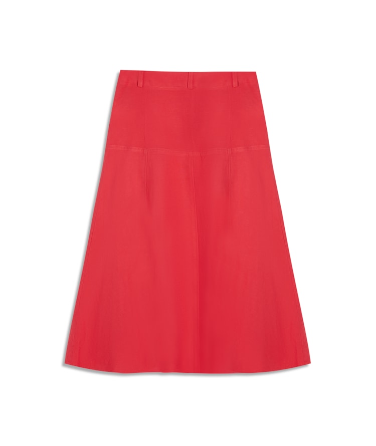 Saia Linho  Pilar  Liso Coral
