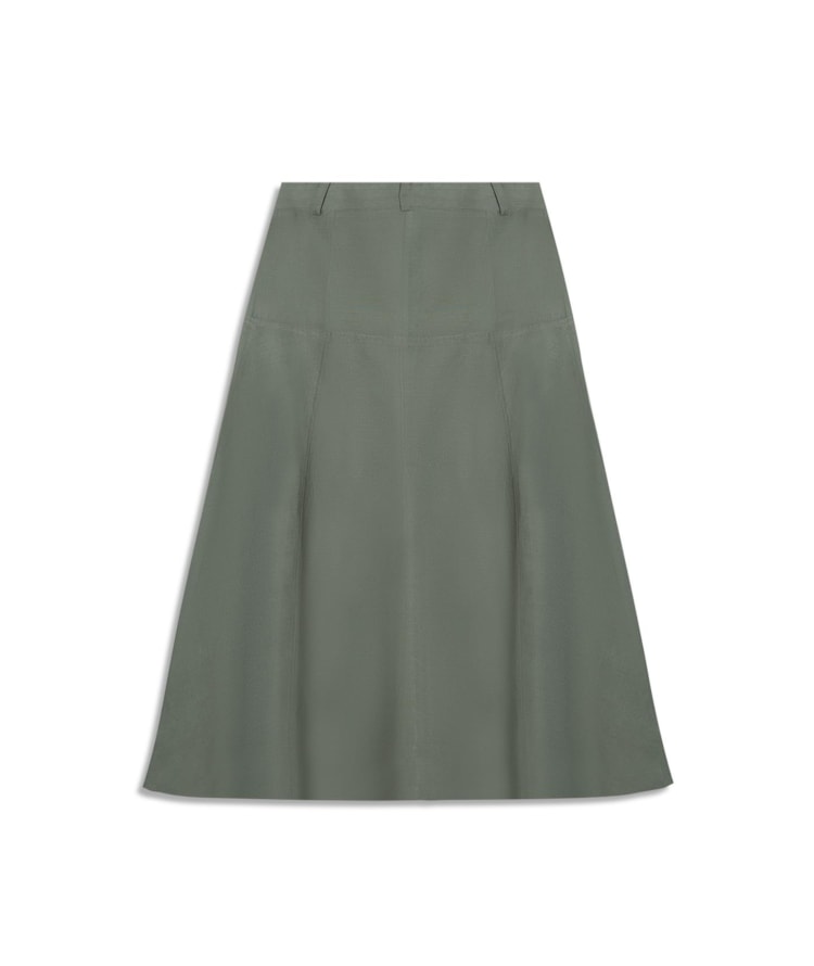 Saia Linho  Pilar  Liso Verde Militar