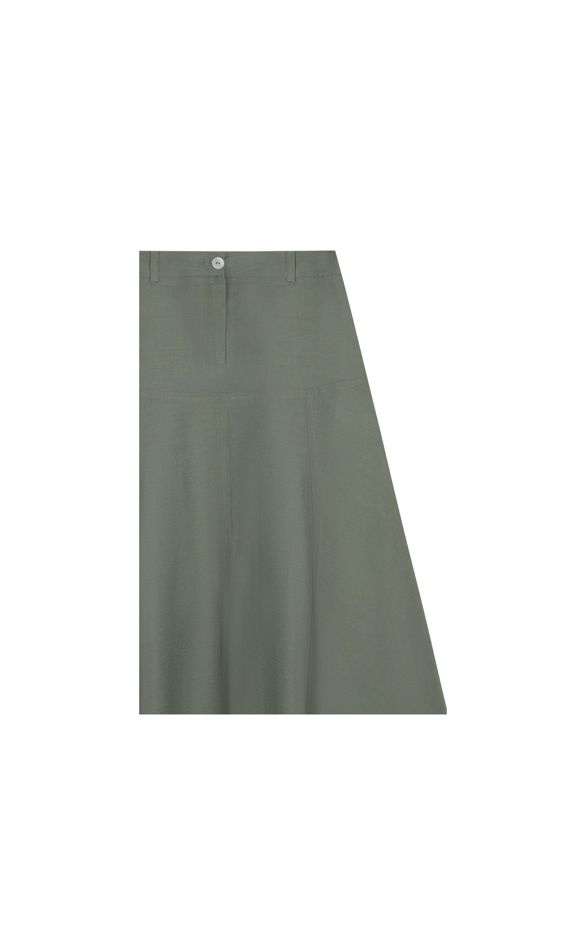 Saia Linho  Pilar  Liso Verde Militar