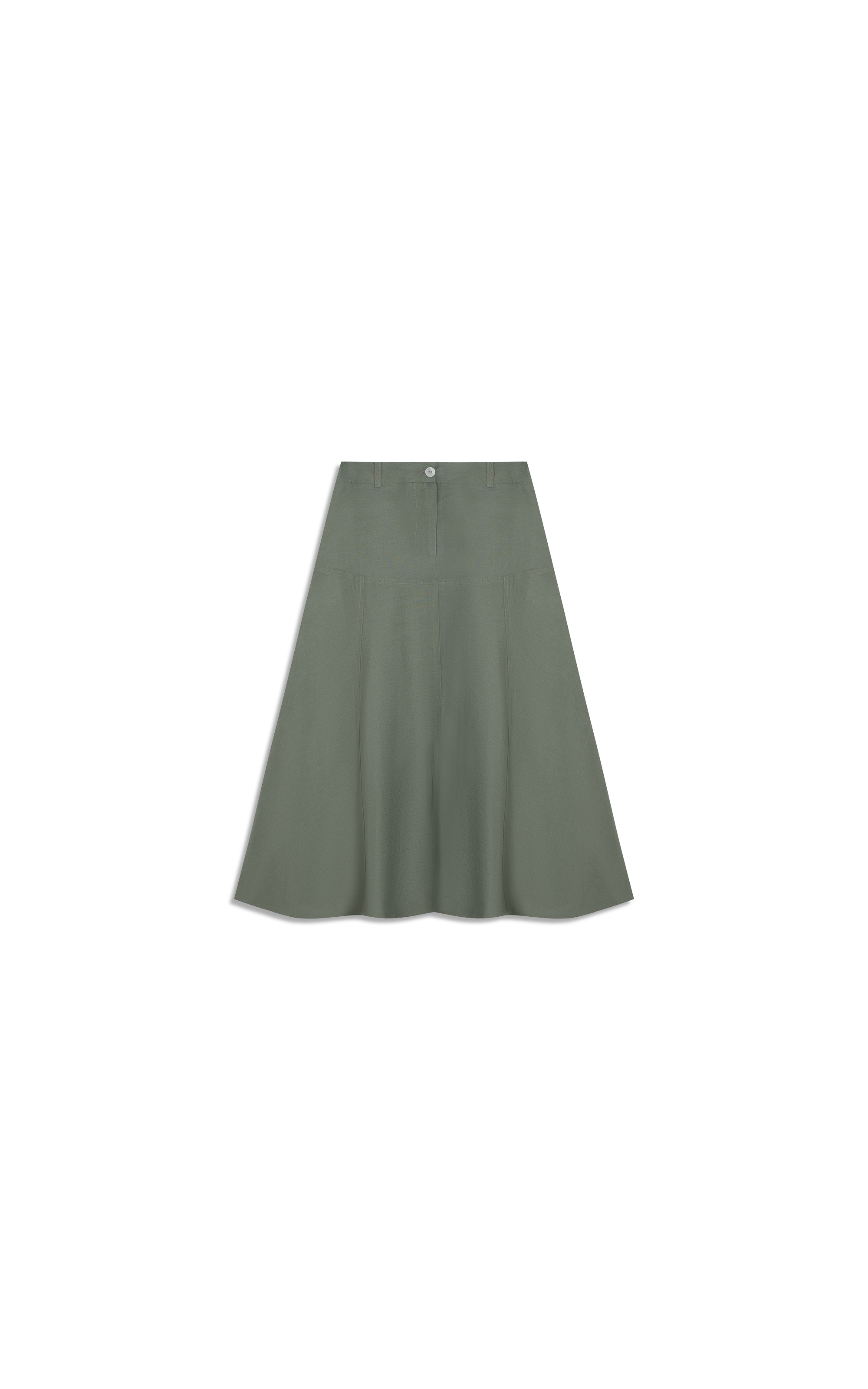 Saia Linho  Pilar  Liso Verde Militar