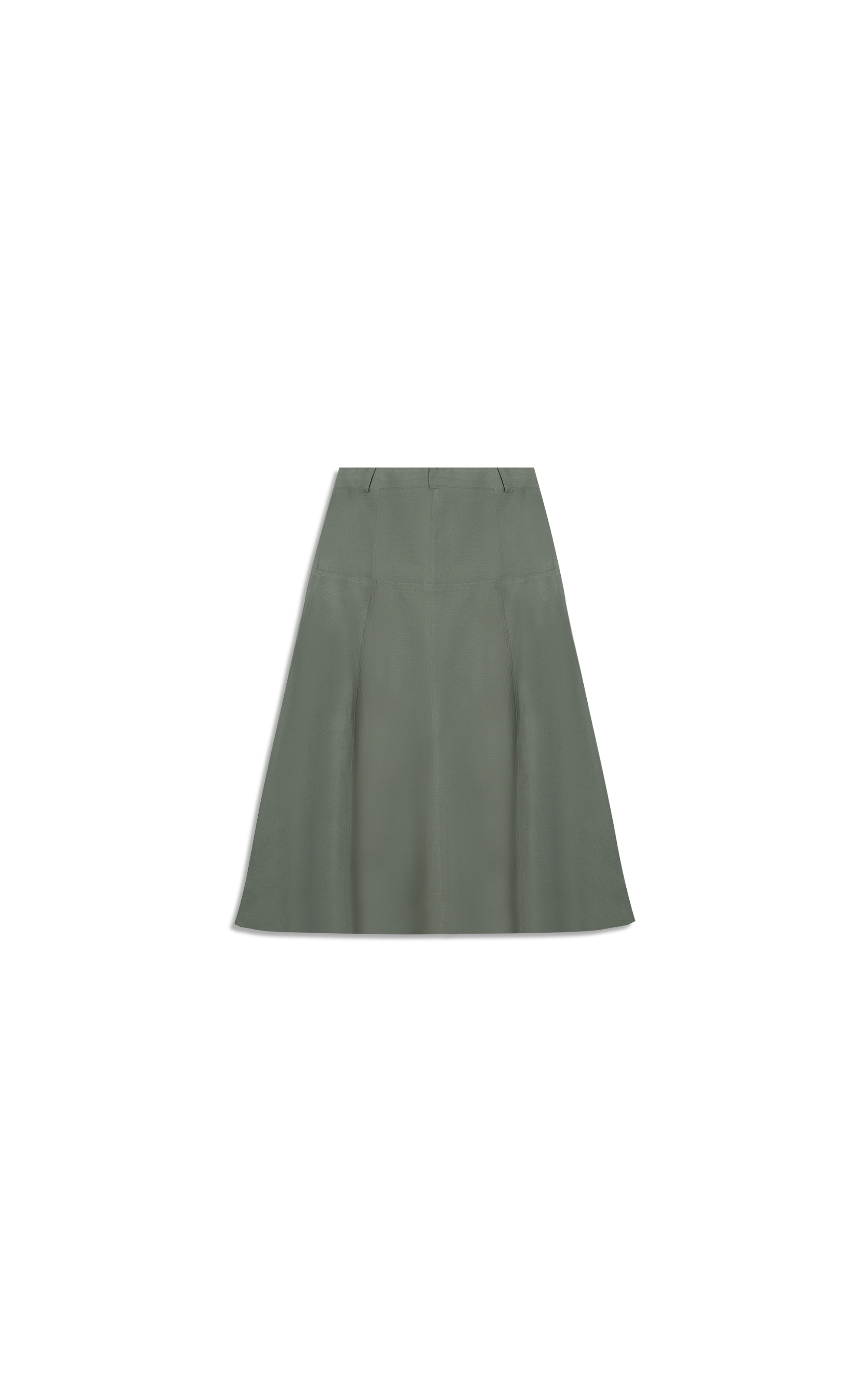 Saia Linho  Pilar  Liso Verde Militar