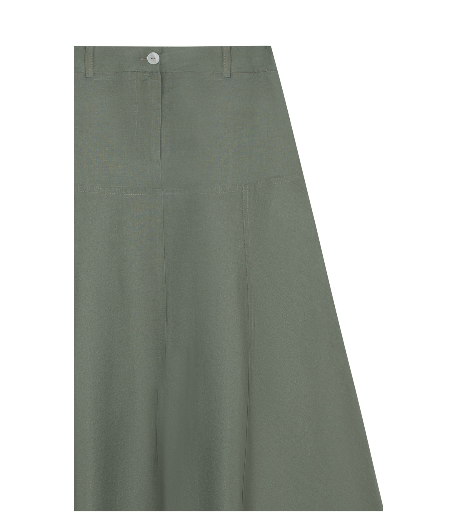 Saia Linho  Pilar  Liso Verde Militar